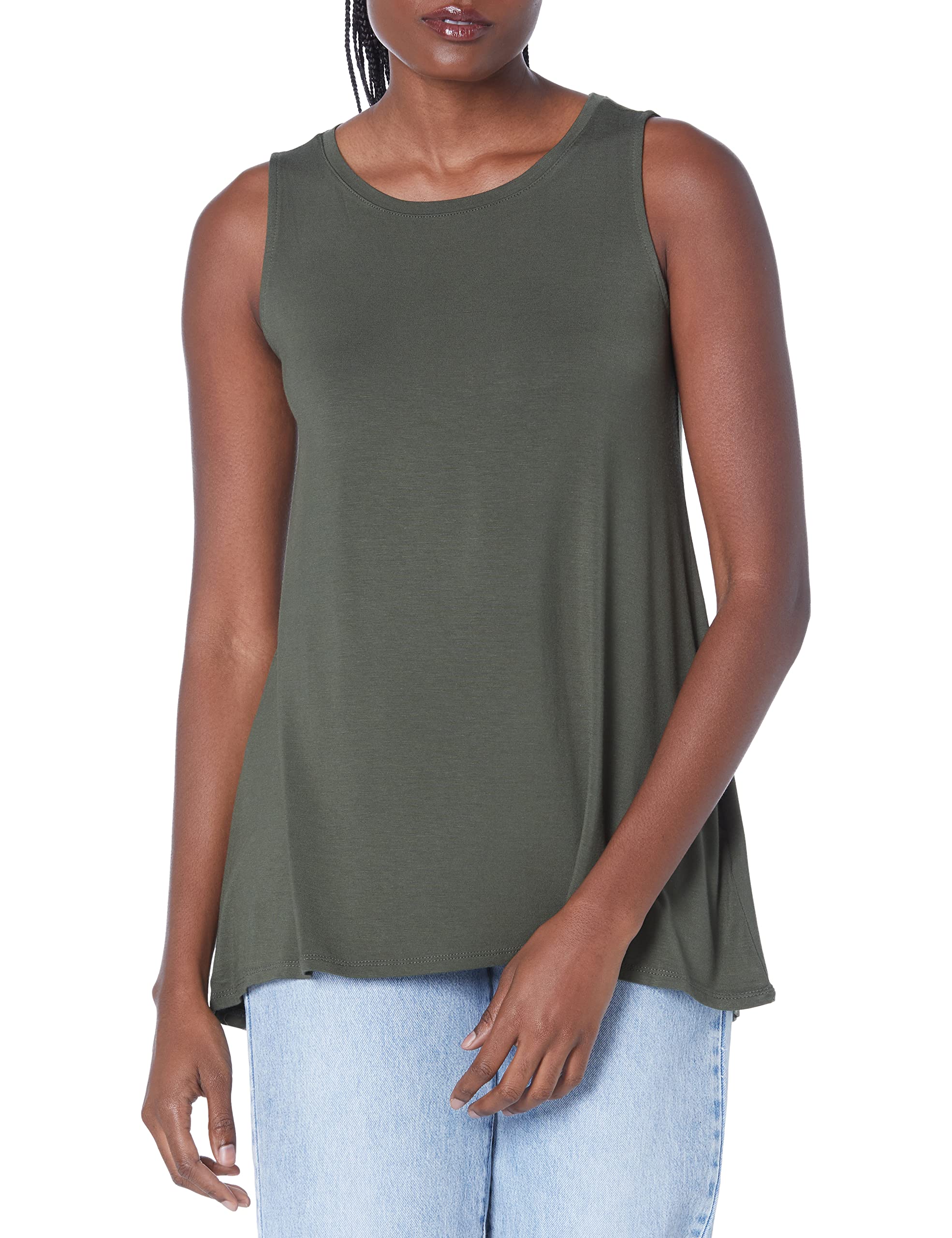 Amazon Essentials Women's Swing Tank Top - Plus Size Comfortable Casual V-Neck Tunic Blouse for Everyday Wear, Work & Summer Outfits