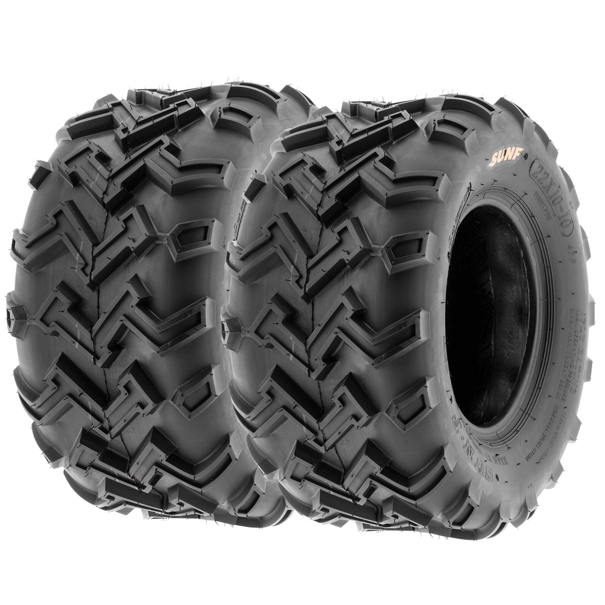 SunF 22x10-10 6 Ply Heavy Duty ATV Tires - Pair of 2 Off-Road Tires for Mud, Sand & Trail Riding - Perfect for ATV, UTV & Quad Vehicles