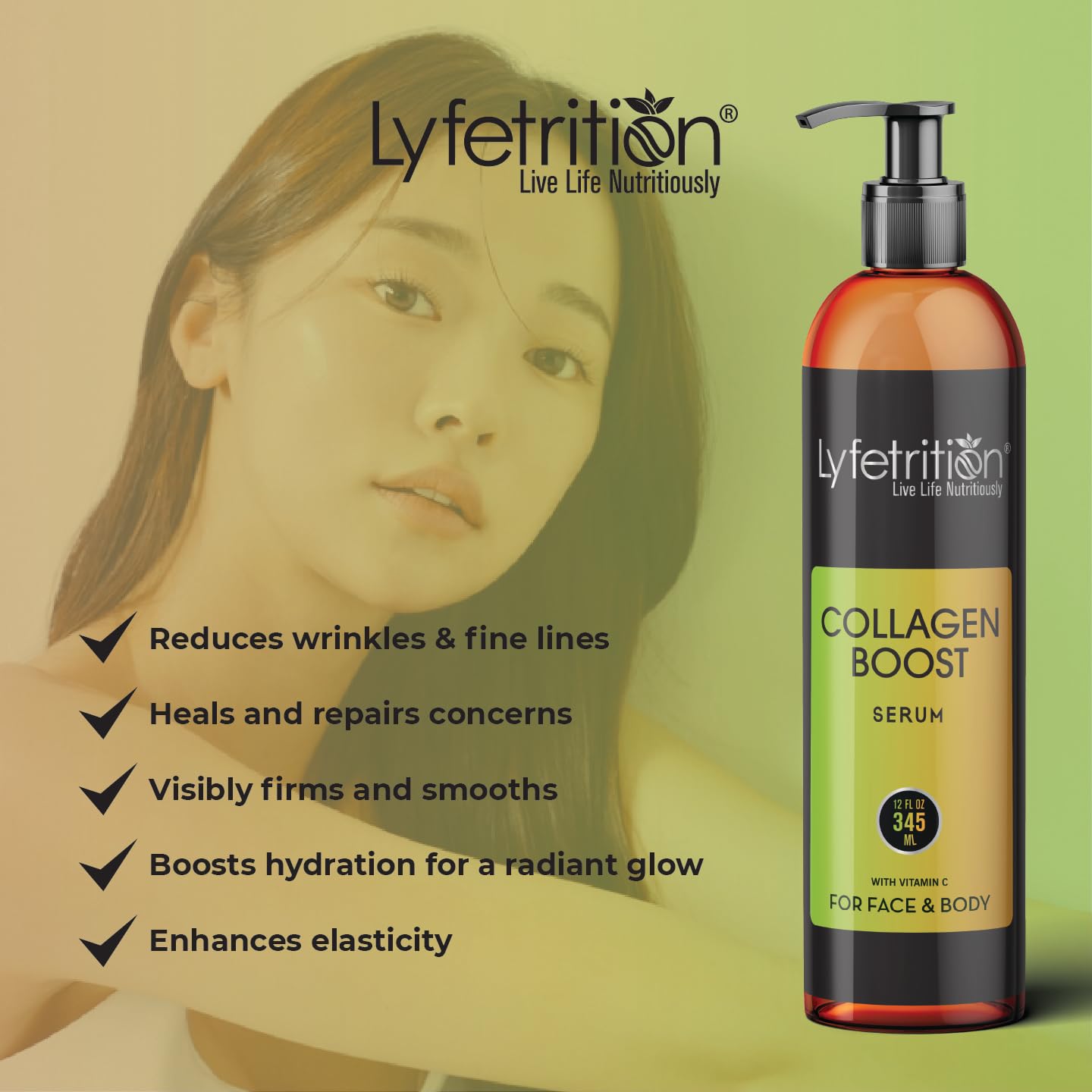 Collagen Boost Face Serum with Vitamin C, Hyaluronic Acid & Jojoba Oil - Anti-Aging Wrinkle Reducer & Skin Repair Treatment for Firm, Smooth Complexion | 12 Oz | Daily Hydration & Night Care Routine