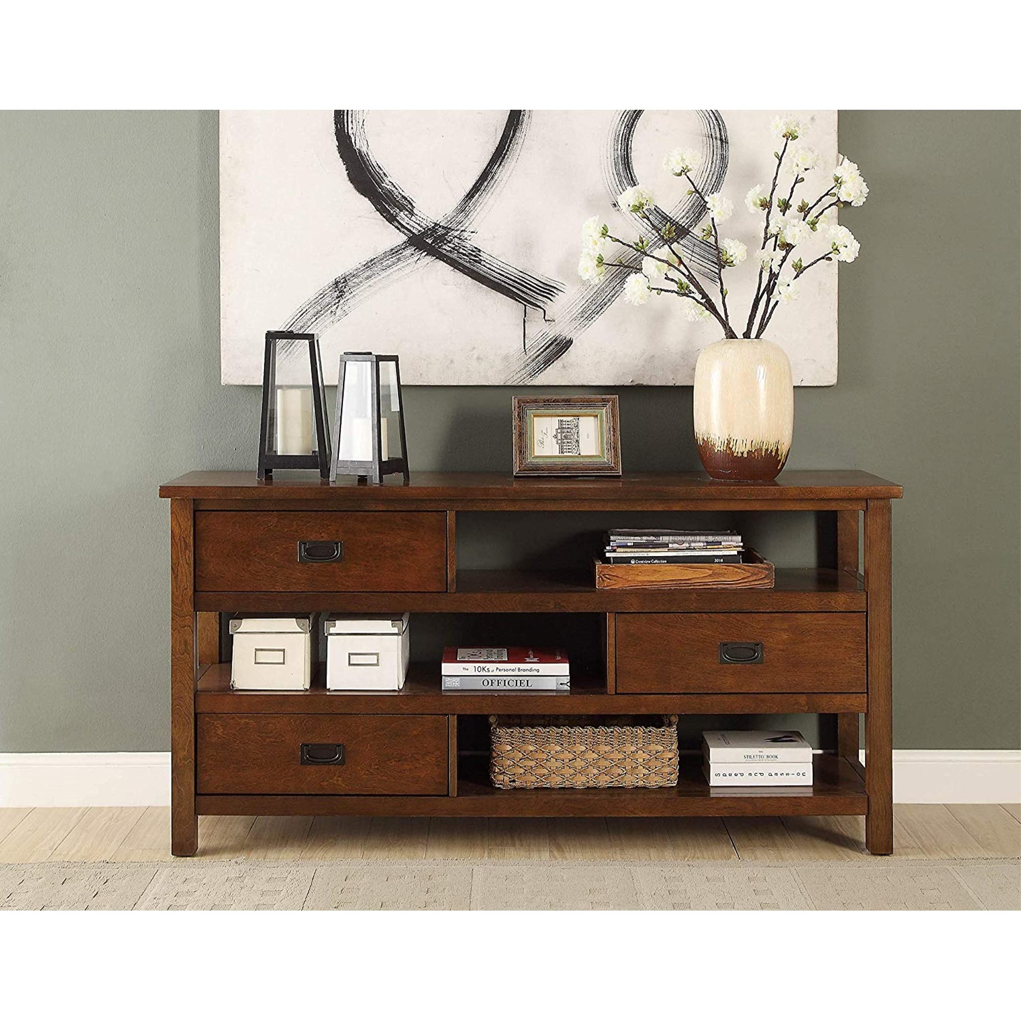 Acme Finis Writing Desk with USB Charging Port - Modern Weathered Oak & Chrome Finish Home Office Desk for Study, Work, and Remote Learning