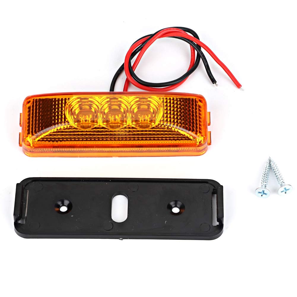 Acouto LED Signal Lamp - 2PCS 3-LED Yellow Side Marker Lights for Trucks & Trailers | Waterproof & Durable for Night Driving & Road Safety