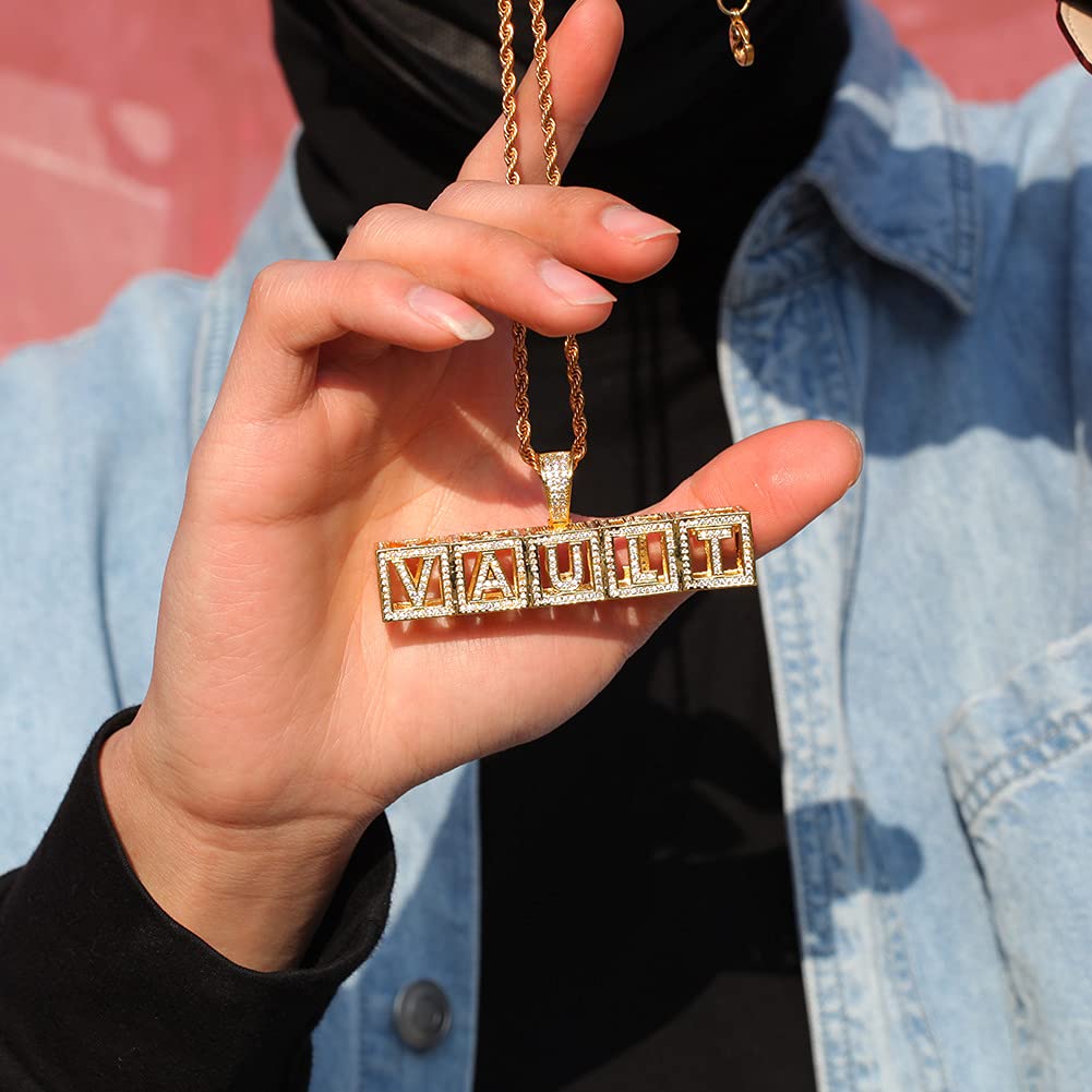 Custom Personalized Cube Dice Letter Pendant Chain - Hip Hop Simulated Diamond Necklace for Men & Women | Iced Out Name Jewelry Gift for Birthday, Anniversary & Hip Hop Fashion Accessories