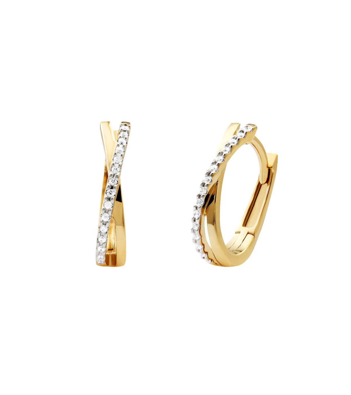 10K Rose Gold Crisscross 0.10ctw Diamond Hoop Earrings for Women - Elegant Dainty Everyday Jewelry Gift for Birthday, Anniversary & Valentine's Day