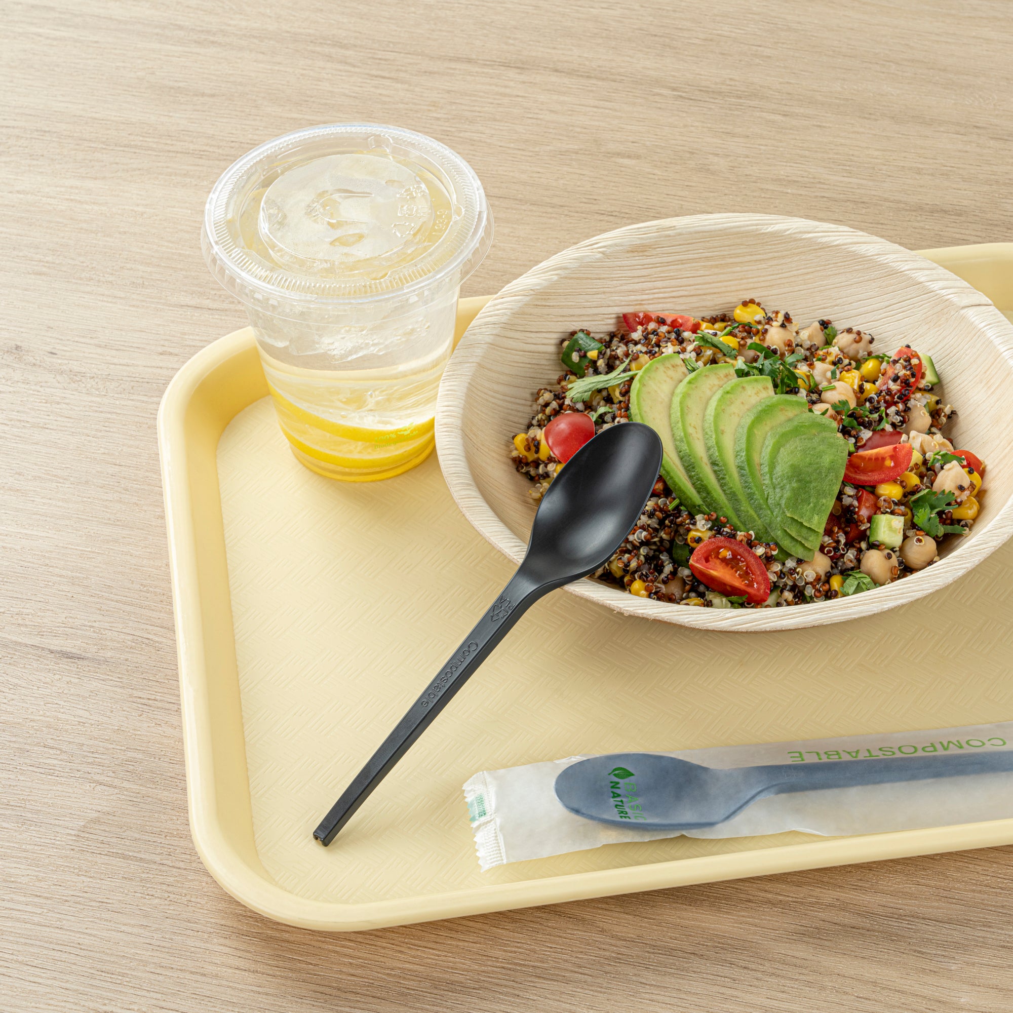 Eco-Friendly Black CPLA Plastic Spoons - Compostable, Heat Resistant (6.5
