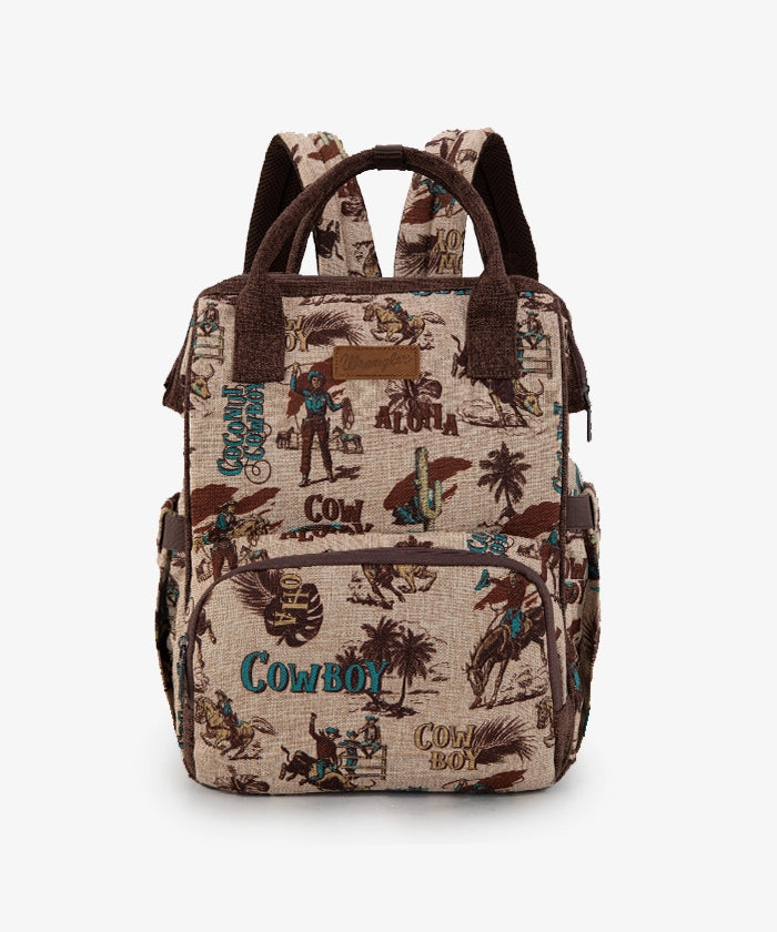 Wrangler Cowboy Print Diaper Bag - Stylish Baby Essentials Organizer for Travel, Outings & Parenting | Western-Themed Diaper Backpack for Moms & Dads
