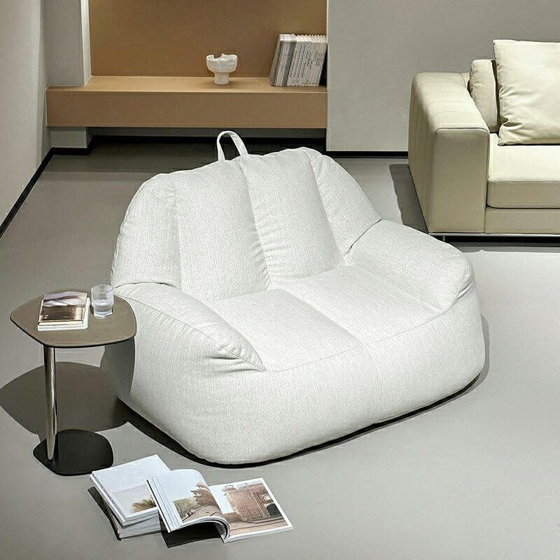 Premium Large Solid Color Cotton Blend Bean Bag Chair - Pre-Filled with Polypropylene Beans for 2 People - Perfect for Living Room, Game Room & Dorm Relaxation