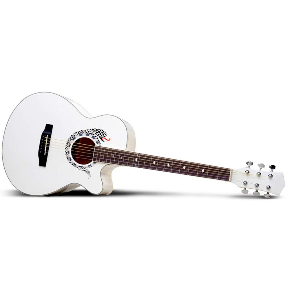 BAIYING 40-Inch Acoustic Guitar for Beginners - Fingerstyle Ballad Guitar with Beautiful Sound, Travel Musical Instrument for Men & Women, Includes Waterproof Backpack (5 Colors: White, Size: 102cm) - Perfect for Camping, Beach Trips & Outdoor Performances