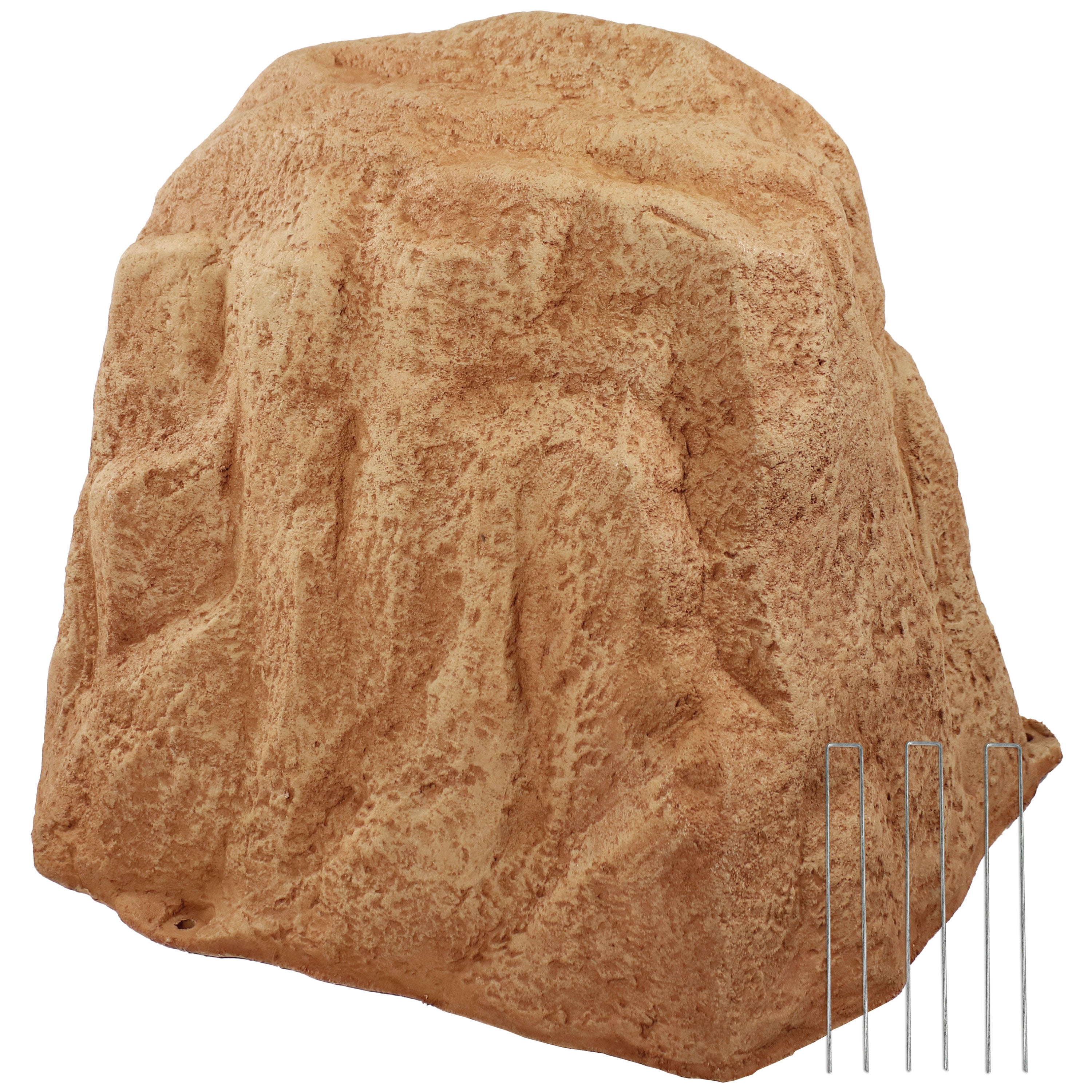 Sunnydaze Polyresin Landscape Rock Cover with Stakes - Decorative Yard Rock Cover for Outdoor Garden, Lawn, and Patio - Weatherproof and UV Resistant - Perfect for Hiding Utility Boxes, Cables, and Unsightly Areas