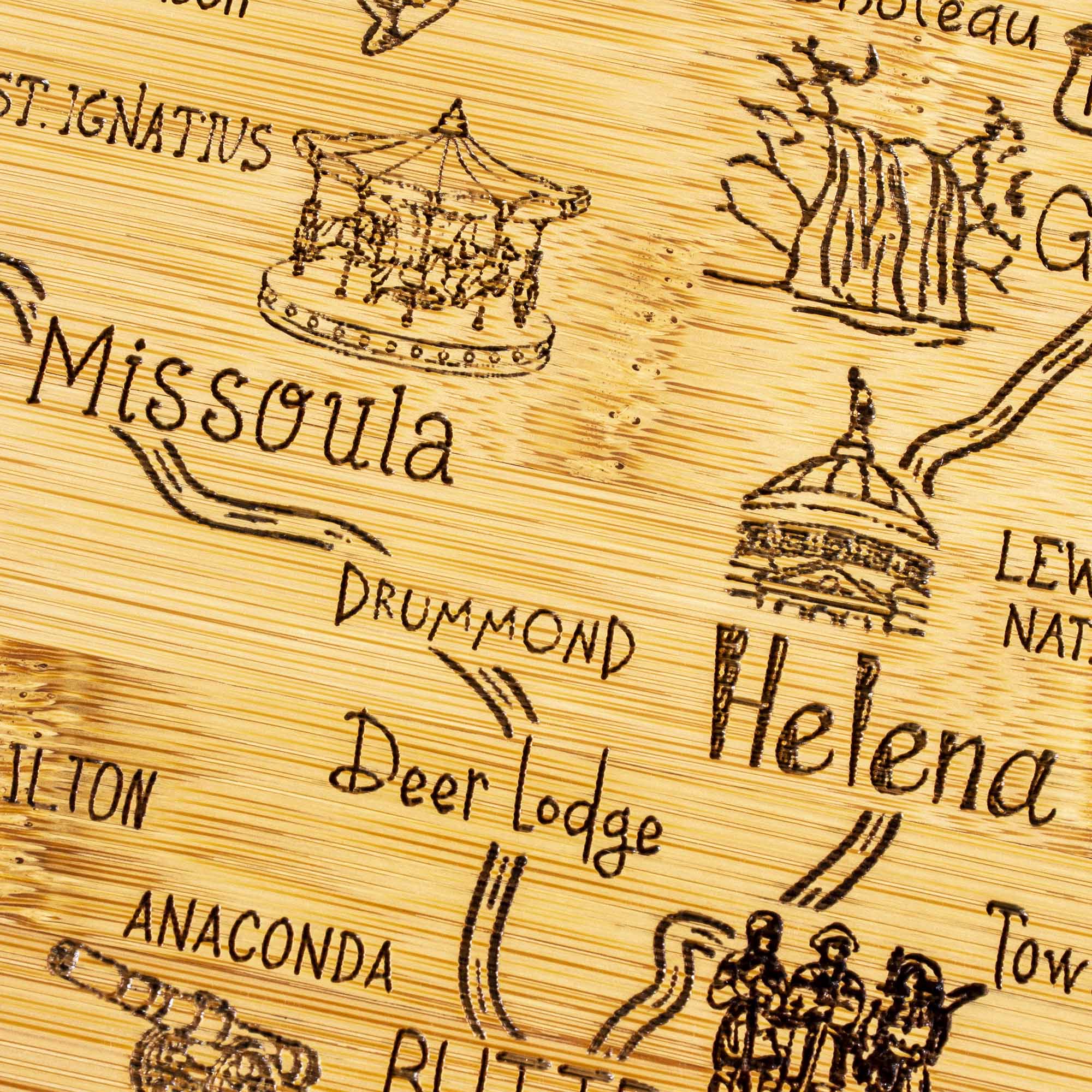 Premium Montana-Themed Wooden Cutting Board - 16 x 9.5 Inches - Perfect for Kitchen Prep, Charcuterie Boards & Home Decor