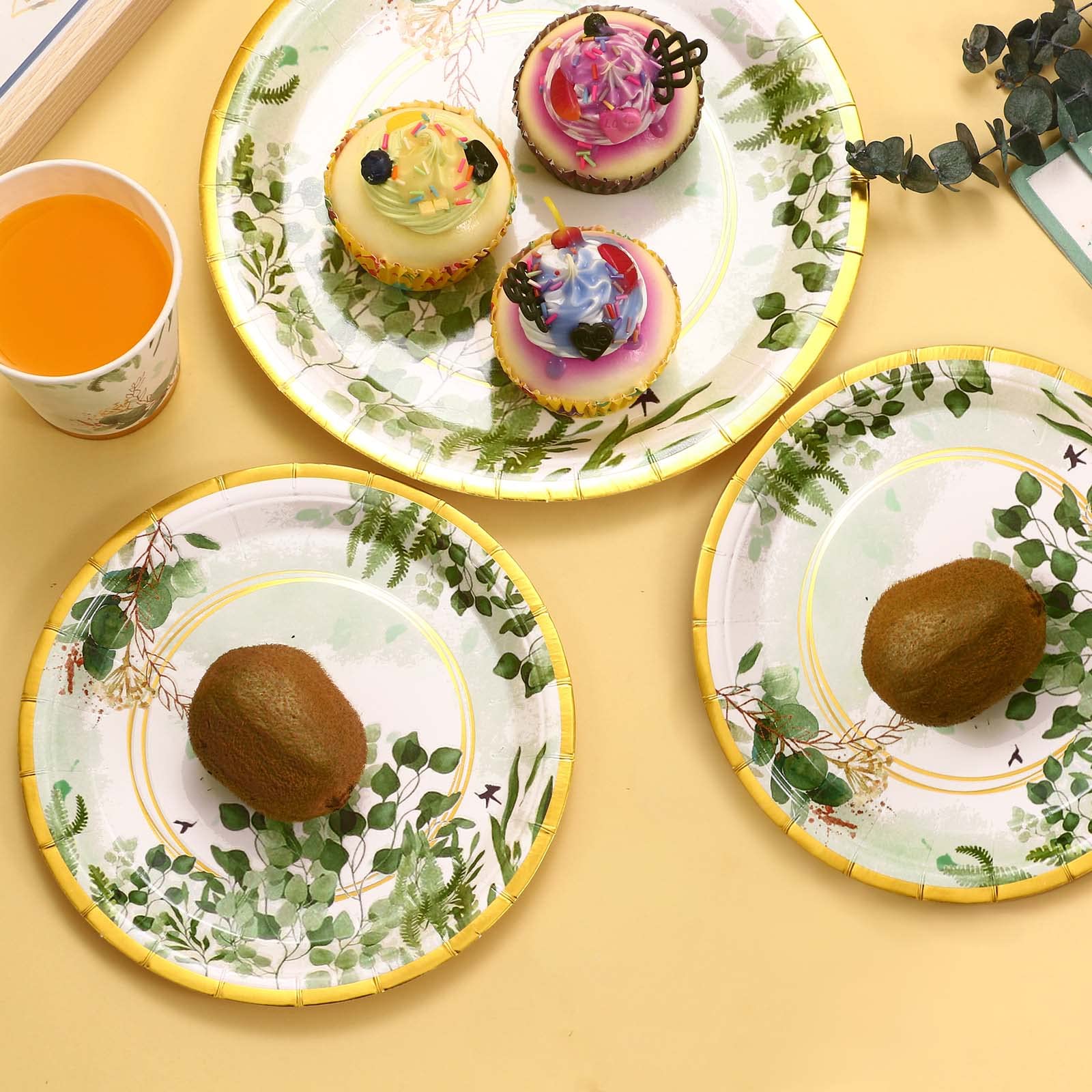 Sage Green Party Decorations Set - 200 Pcs Disposable Plates, Cups & Napkins for Baby Shower, Wedding, Birthday, Baptism - Eucalyptus Themed Tableware - Serves 50 Guests - Perfect for Rustic, Boho & Garden Party Decor