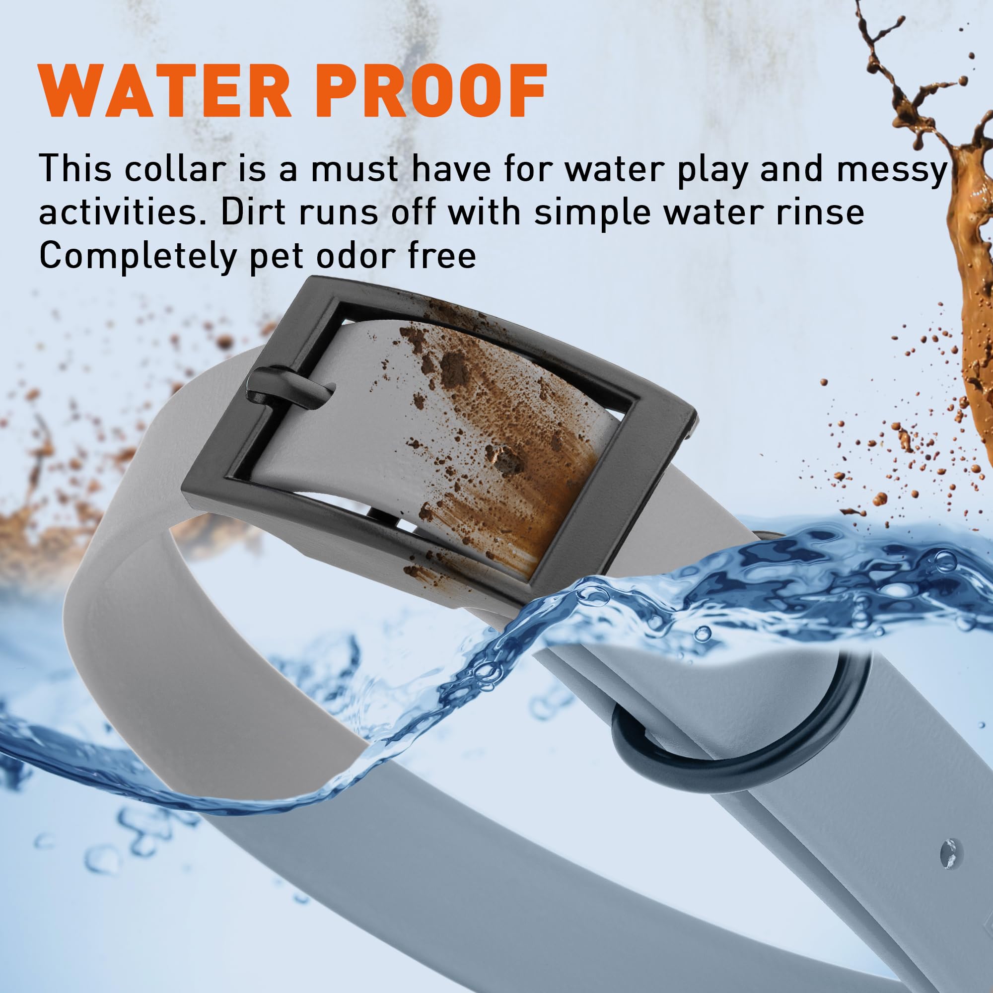Premium Waterproof Biothane Dog Collar - Strong Coated Nylon Webbing with Black Hardware | Odor-Proof, Easy to Clean & Durable | Fits Small, Medium & Large Dogs (Battleship Gray) | Perfect for Outdoor Adventures, Swimming & Daily Walks