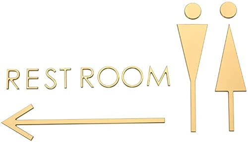 Brushed Aluminum Bathroom Sign - Modern Unisex Toilet Sign for Office, Restaurant & Business - Durable Wall Decoration for Men & Women Restrooms - Perfect for Restaurants, Offices & Public Spaces (Color: A)