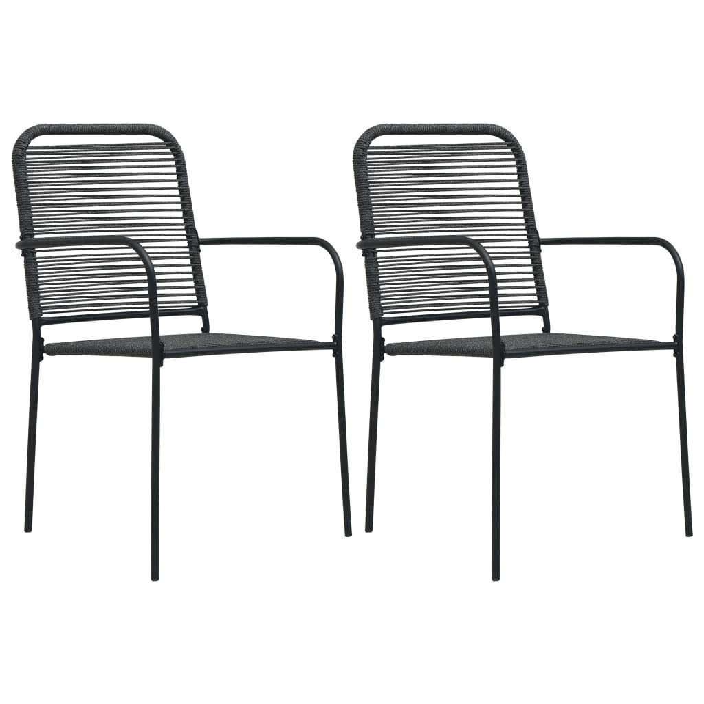 Outdoor Patio Chairs Set of 2 - High Back Black Steel Frame with Cotton Rope Seating - Perfect for Garden, Camping, Yard, Poolside & Patio Relaxation