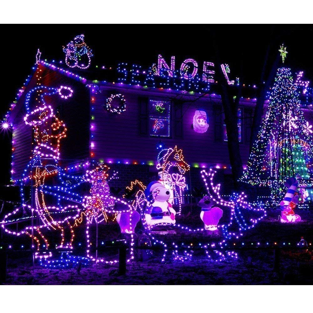 AMZSTAR 100 LED Solar Rope Lights - 39ft/12M Waterproof Outdoor String Lights with Copper Wire for Garden, Yard, Fence, Tree & Wedding Decor (Purple) | Perfect for Patio, Pathway & Party Lighting