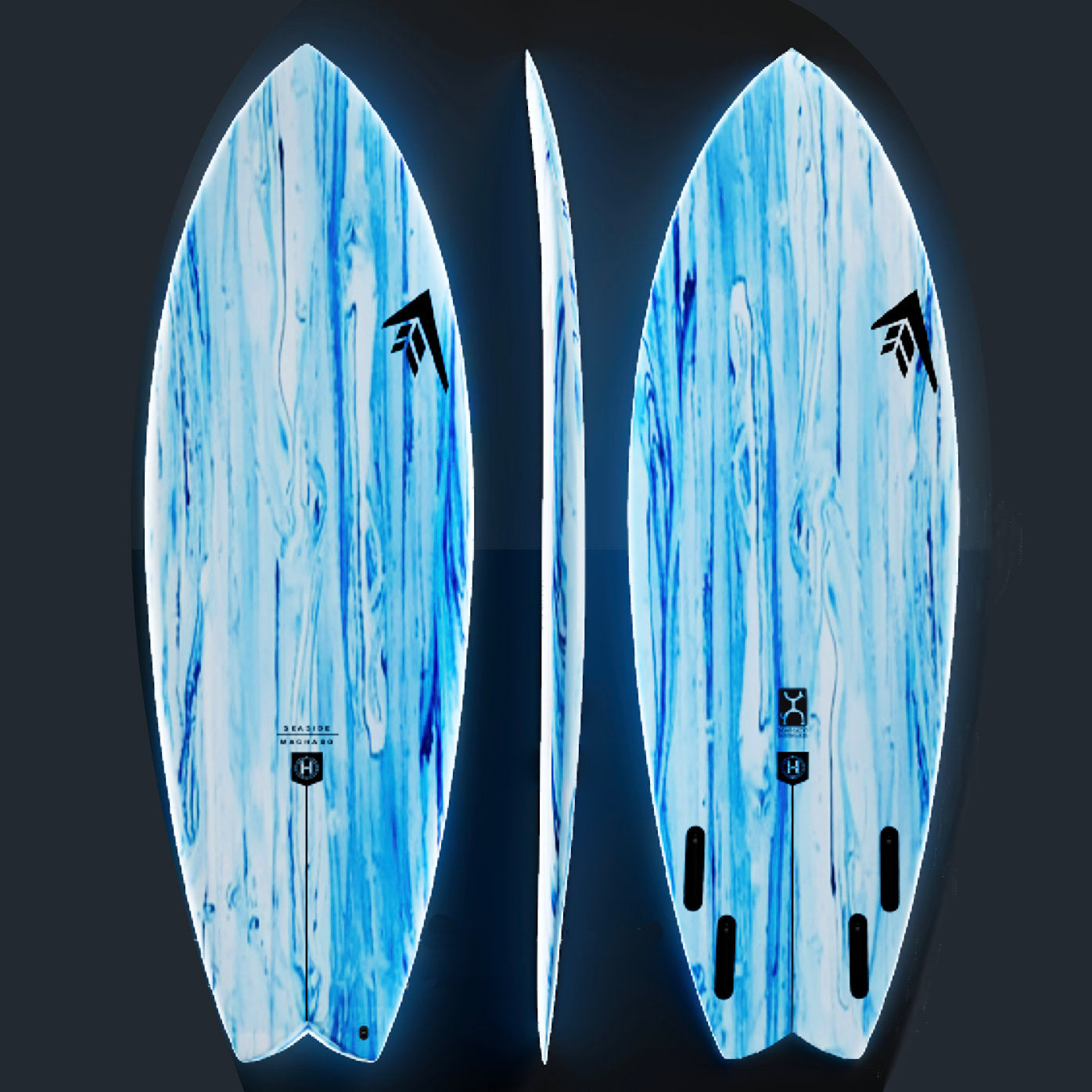 Machado Seaside 5'11 Surfboard - Helium Blue Futures Fins - High Performance Shortboard for Waves & Beach Surfing