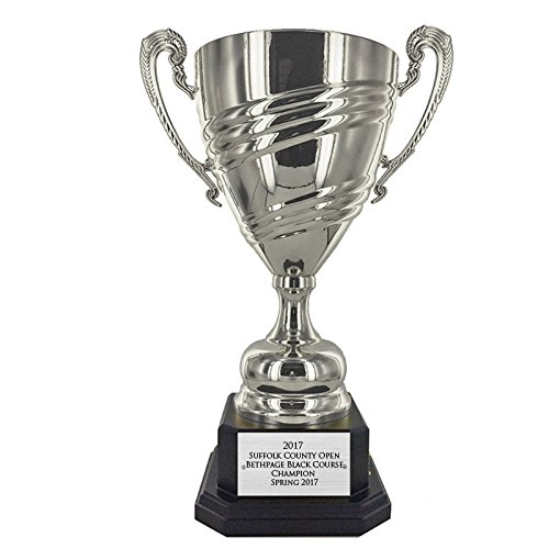 Customizable 18.5 Inch Silver Italian Trophy Cup with Ebony Wood Base - Personalized Awards & Gifts for Sports, Academic Achievements & Corporate Recognition