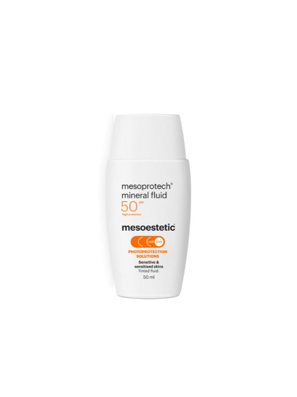 Mesoestetic Mesoprotech Mineral Fluid SPF50+ Sunscreen - Lightweight Daily Face Sun Protection for Sensitive Skin | Perfect for Outdoor Activities, Beach & Travel