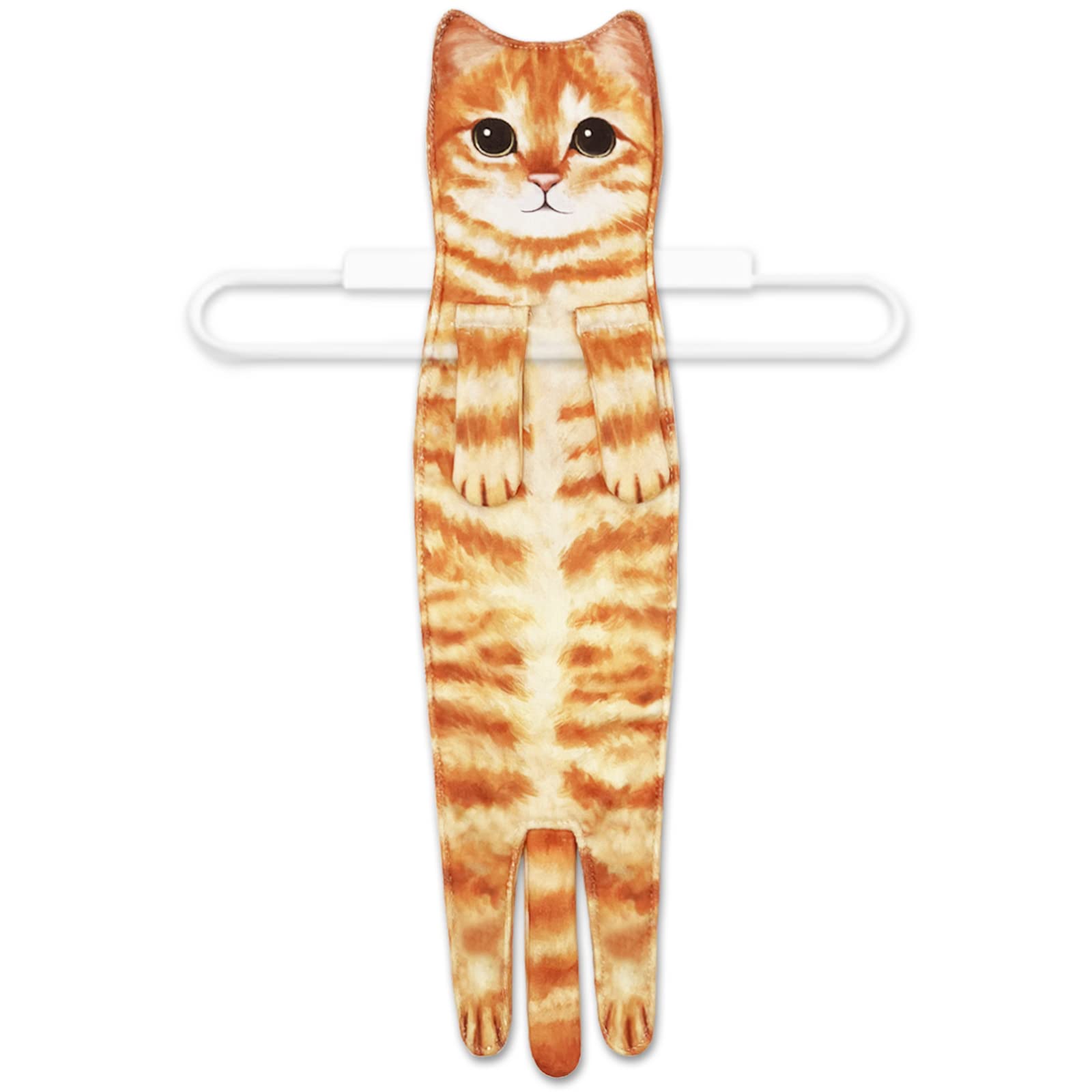 Cute Cat Quick-Dry Hand Towels for Bathroom & Kitchen - Absorbent Hanging Face Towels with Funny Cat Design - Perfect Decorative Gift for Cat Lovers (Orange) - Ideal for Bathroom Decor, Kitchen Essentials & Housewarming Gifts