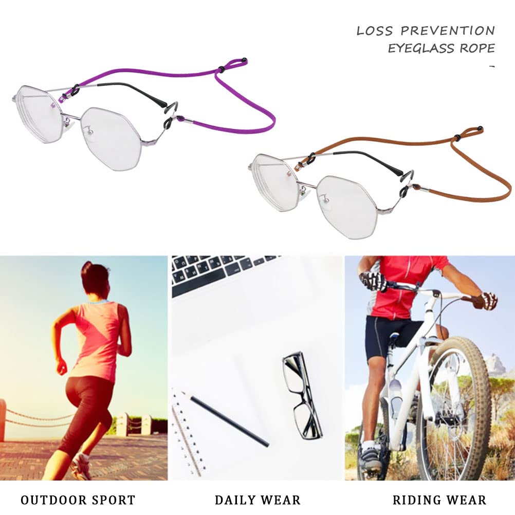 FUYOAL 6PCS Leather Glasses Chain - Adjustable Non-Slip Eyewear Lanyard for Men & Women - Perfect for Reading & Outdoor Activities