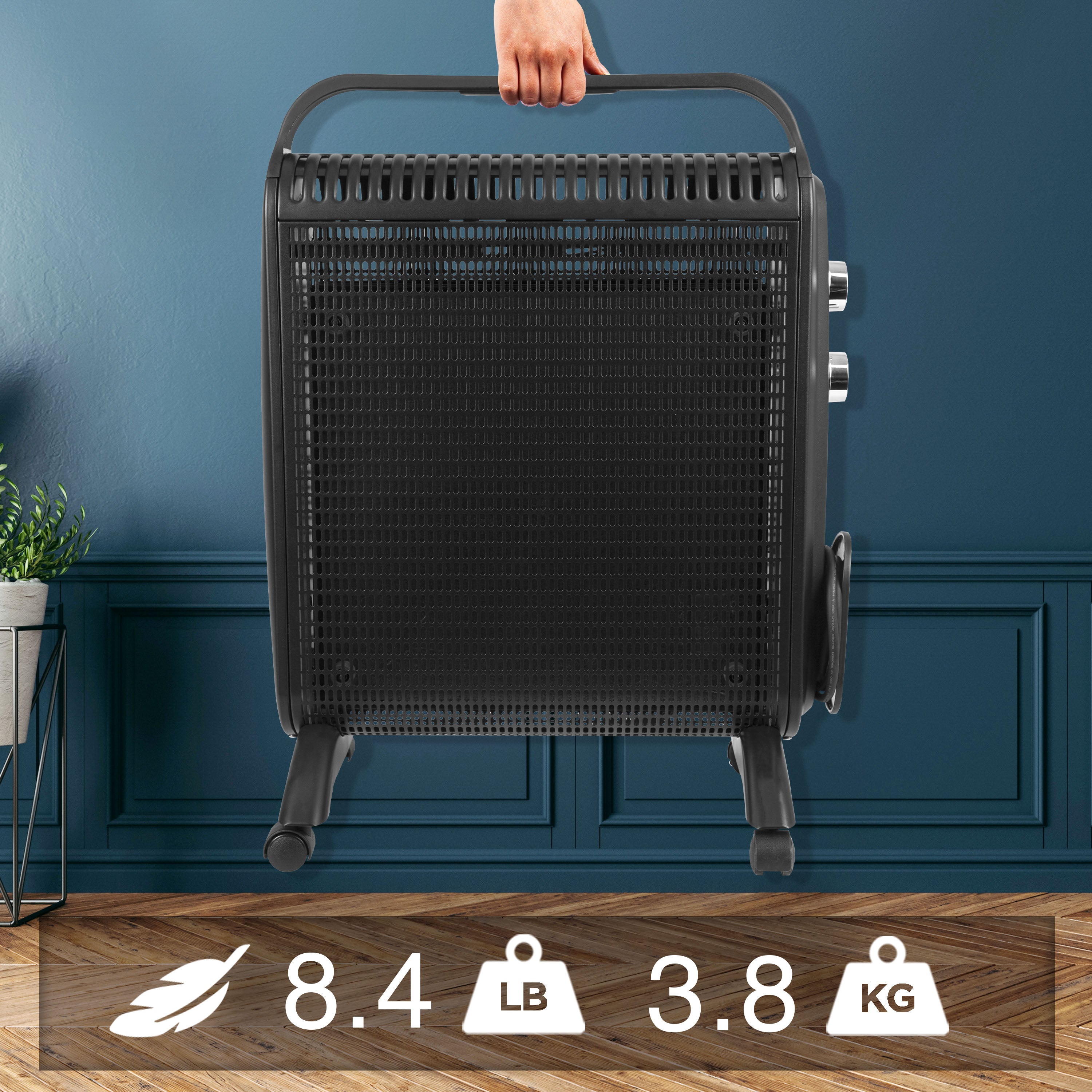 Duronic HV180 BK Electric Heater - Oil-Free Micathermic Panel Heater with Convection Technology | Portable Space Heater for Home, Bedroom, Office & Garage | Fast & Energy-Efficient Heating Solution | Perfect for Winter Use & Small Spaces