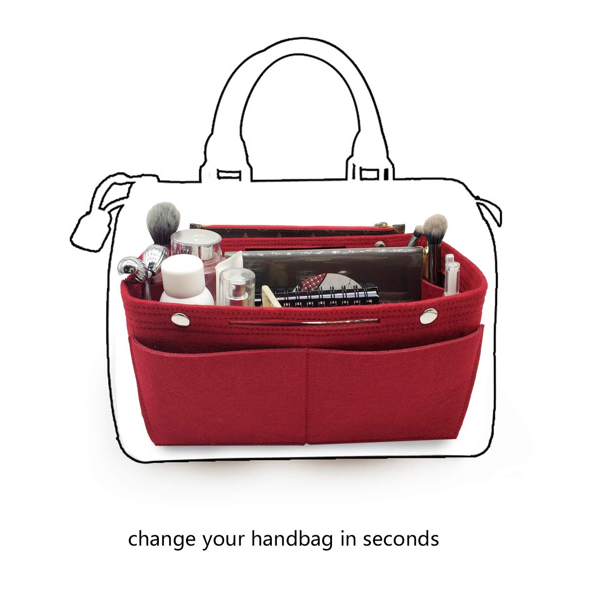 LEXSION Felt Purse Organizer Insert - Multi-Pocket Handbag Organizer with 10 Slots for Wallets, Phones & Makeup | Perfect for Tote Bags, Crossbody & Designer Purses