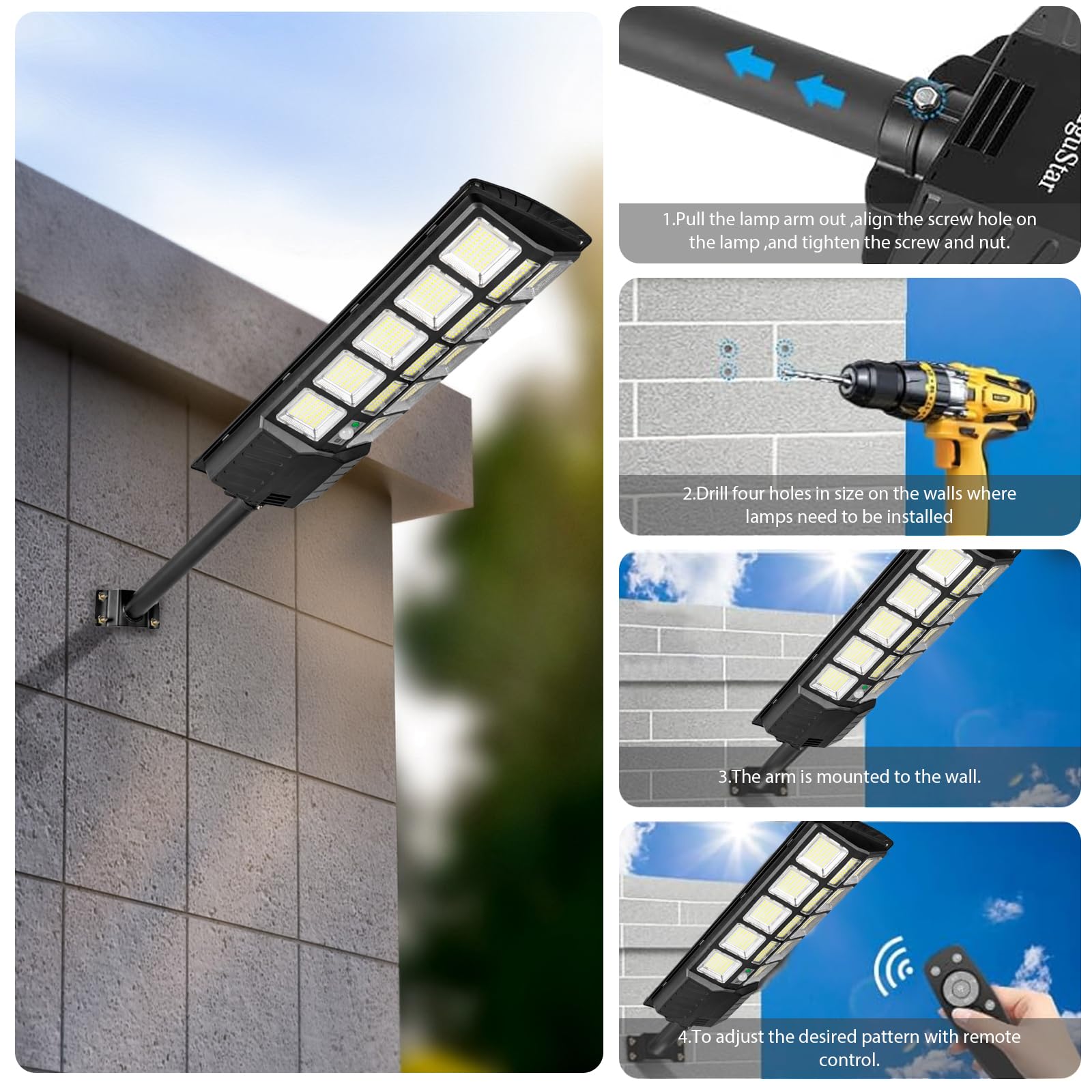 Xmart 80000LM Solar Street Lights Outdoor Waterproof - 744 Upgraded LED Solar Parking Lot Lights with Dusk to Dawn & Motion Sensor, Remote Control - Ideal for Yard, Garden, Pathway, Driveway and Parking Area Lighting