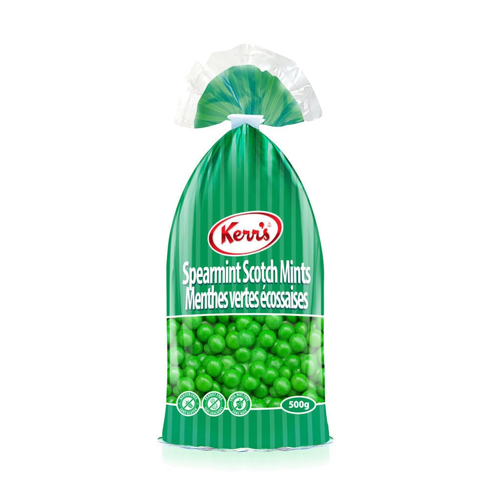 Kerrs Spearmint Scotch Mints 500g (17.63oz) - Fresh Breath Mints Imported from Canada - Perfect for Office, Travel & After Meals