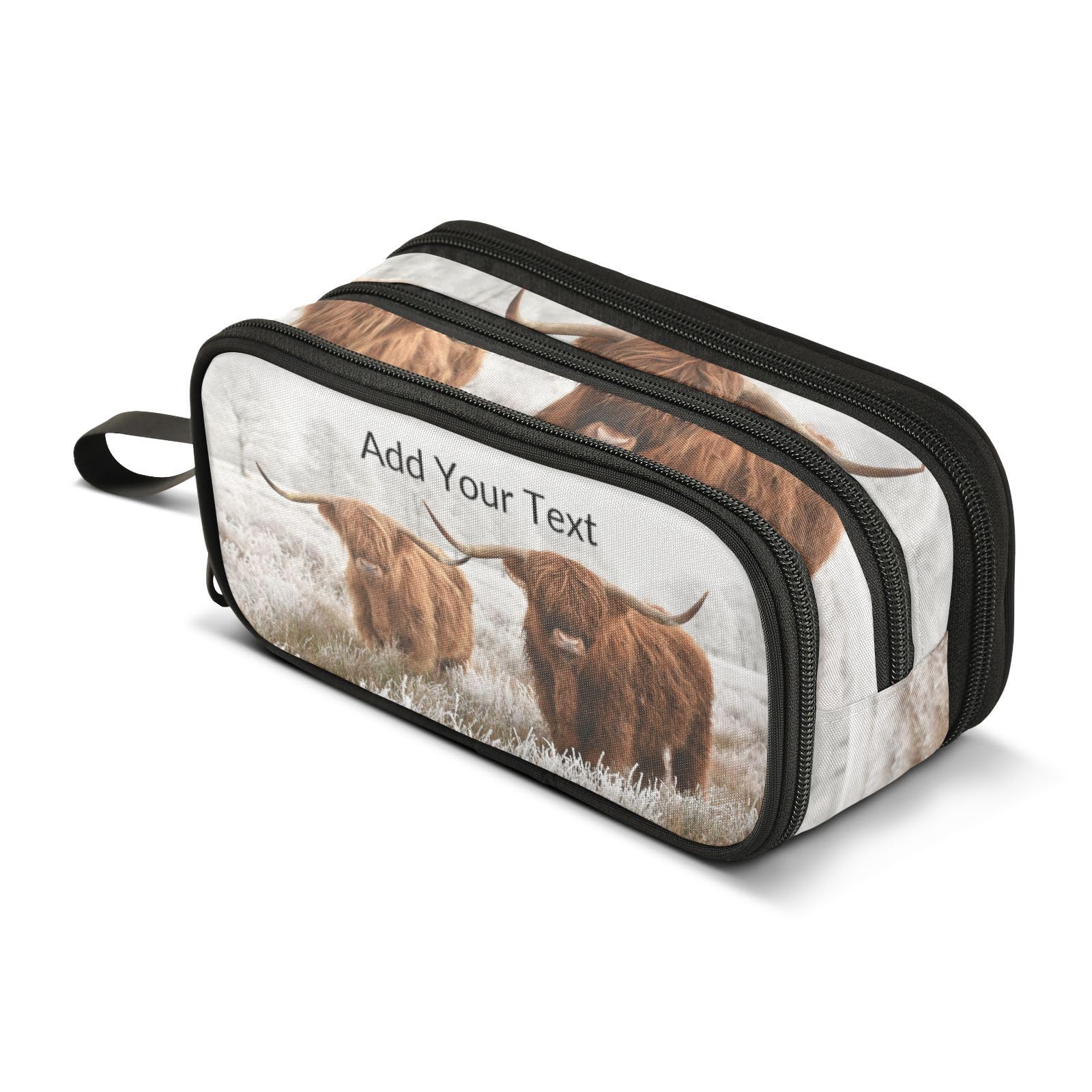JUNZAN Custom Scottish Highland Cow Pencil Case - Large Capacity Pen Pouch for Students, Teens, Boys & Girls - Durable School & Office Stationery Organizer - Perfect Gift for Back to School, College & Work Supplies