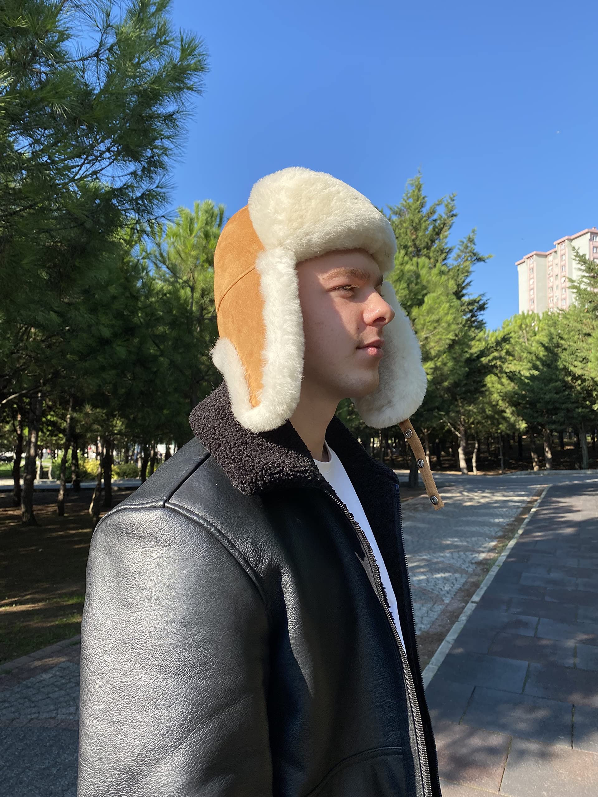 Ushanka Aviator Trapper Leather Hat for Men & Women - Genuine Sheepskin Fur Russian Soviet Earflap Winter Hat - Warm Unisex Outdoor Hat 2024 - Perfect for Skiing, Snowboarding & Cold Weather Activities