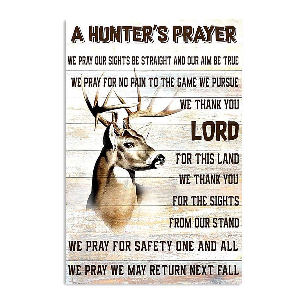 Deer Hunting Prayer Canvas Wall Art - 24x36 Inch Hunter Gift for Outdoorsmen, Cabin Decor & Hunting Lodge