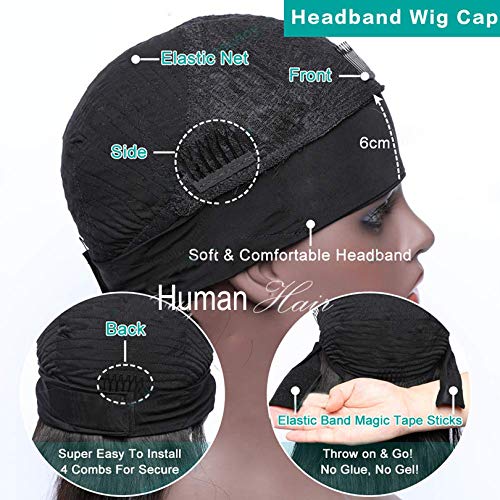 Short Afro Kinky Curly Human Hair Wig - 180% Density Headband Wig with No Glue No Gel - Machine Made Short Curly Wig in Black Brown Colors 1#2#4# (10inch) - Perfect for Daily Wear, Cosplay, and Protective Hairstyles