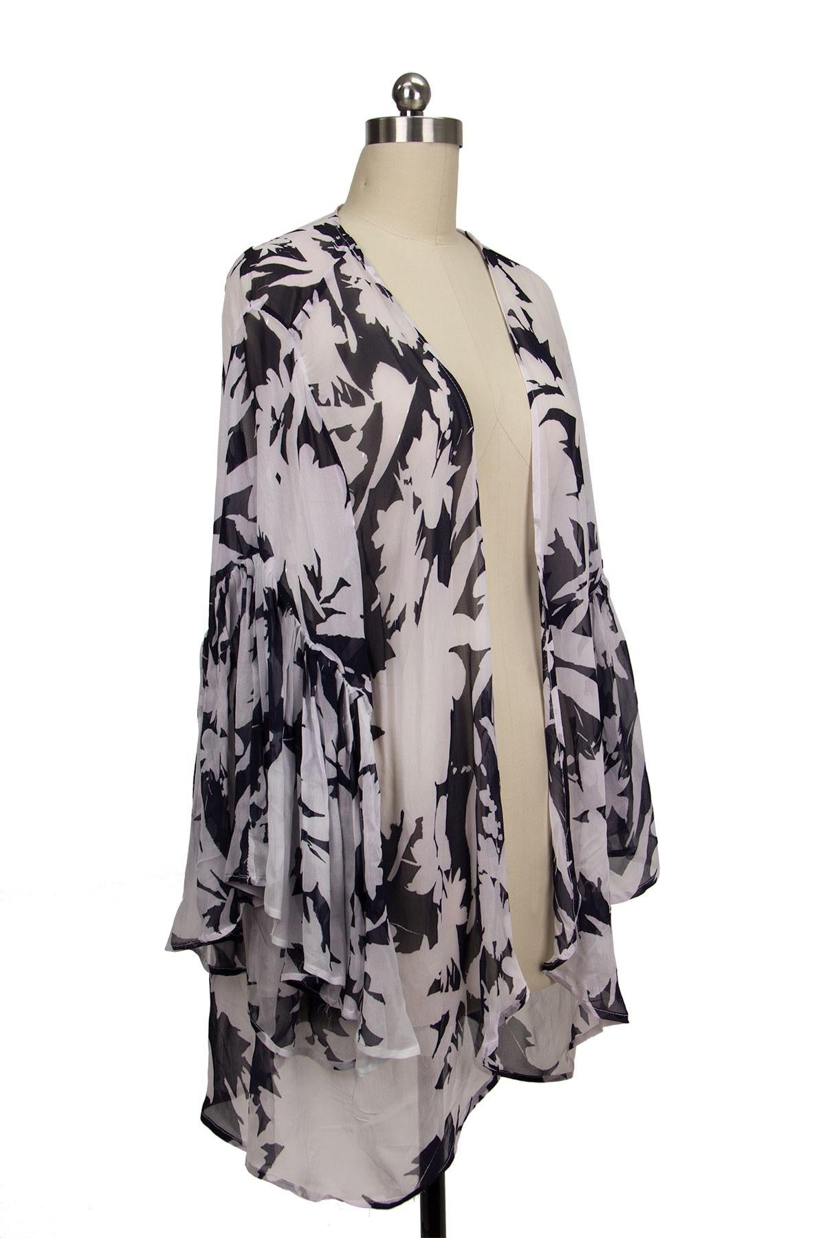 Dreamy Afternoon Floral Cocoon Kimono with Flare Sleeves - Boho Chic Cover Up for Beach, Pool, or Summer Outfits