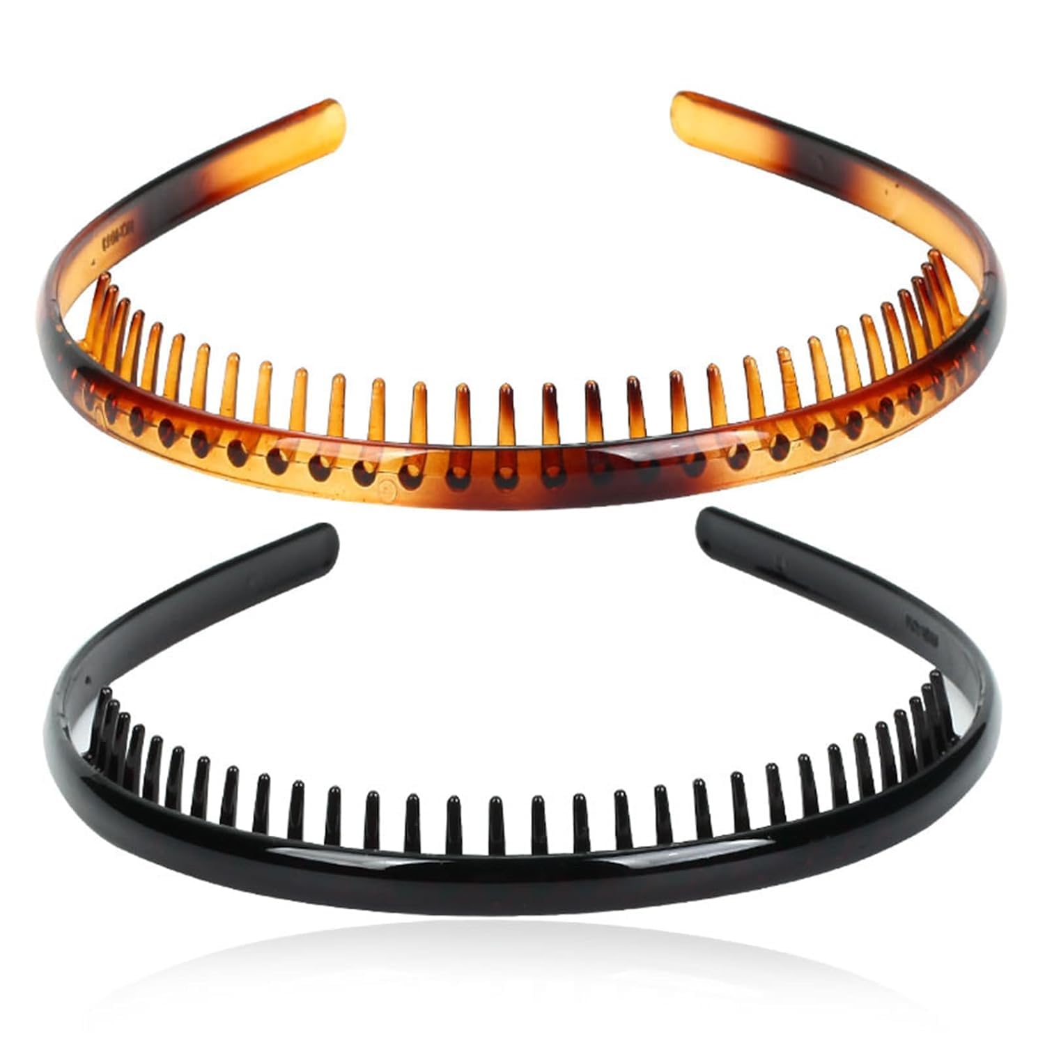 3-Piece Wavy Hair Comb Set - Plastic Elastic Hair Bands with Teeth for Shine - Black & Brown Headbands for Women & Girls | Perfect for Styling, Updos, and Everyday Hair Accessories