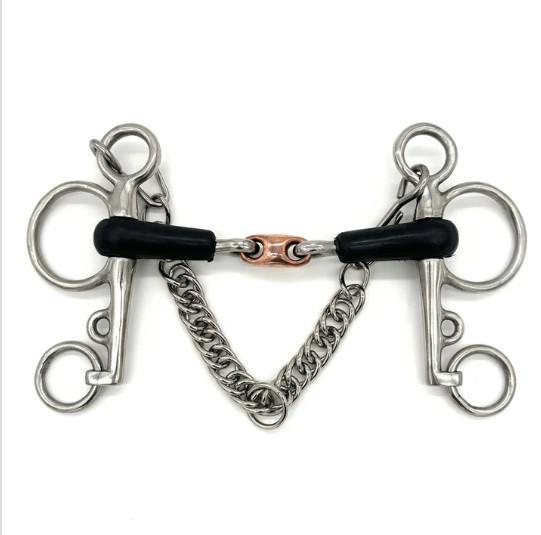 AJR Rubber Copper French Link Pelham Bit - Comfortable Horse Bit for Dressage & Jumping - Perfect for Training & Show Riding