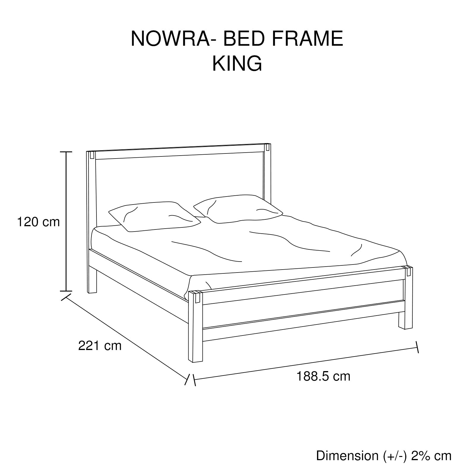 Luxe Nowra King Size Solid Wood Acacia Bed Frame in Chocolate - Sturdy & Elegant Bedroom Furniture for Master Suites & Guest Rooms