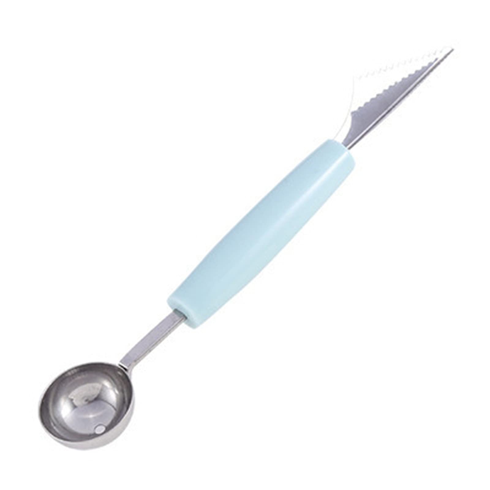 Comigeewa #NBXQLE 2-in-1 Stainless Steel Watermelon Baller & Fruit Carving Knife - Double Head Ice Cream Scoop for Fruit Salad, Dessert Decoration & Party Food Prep