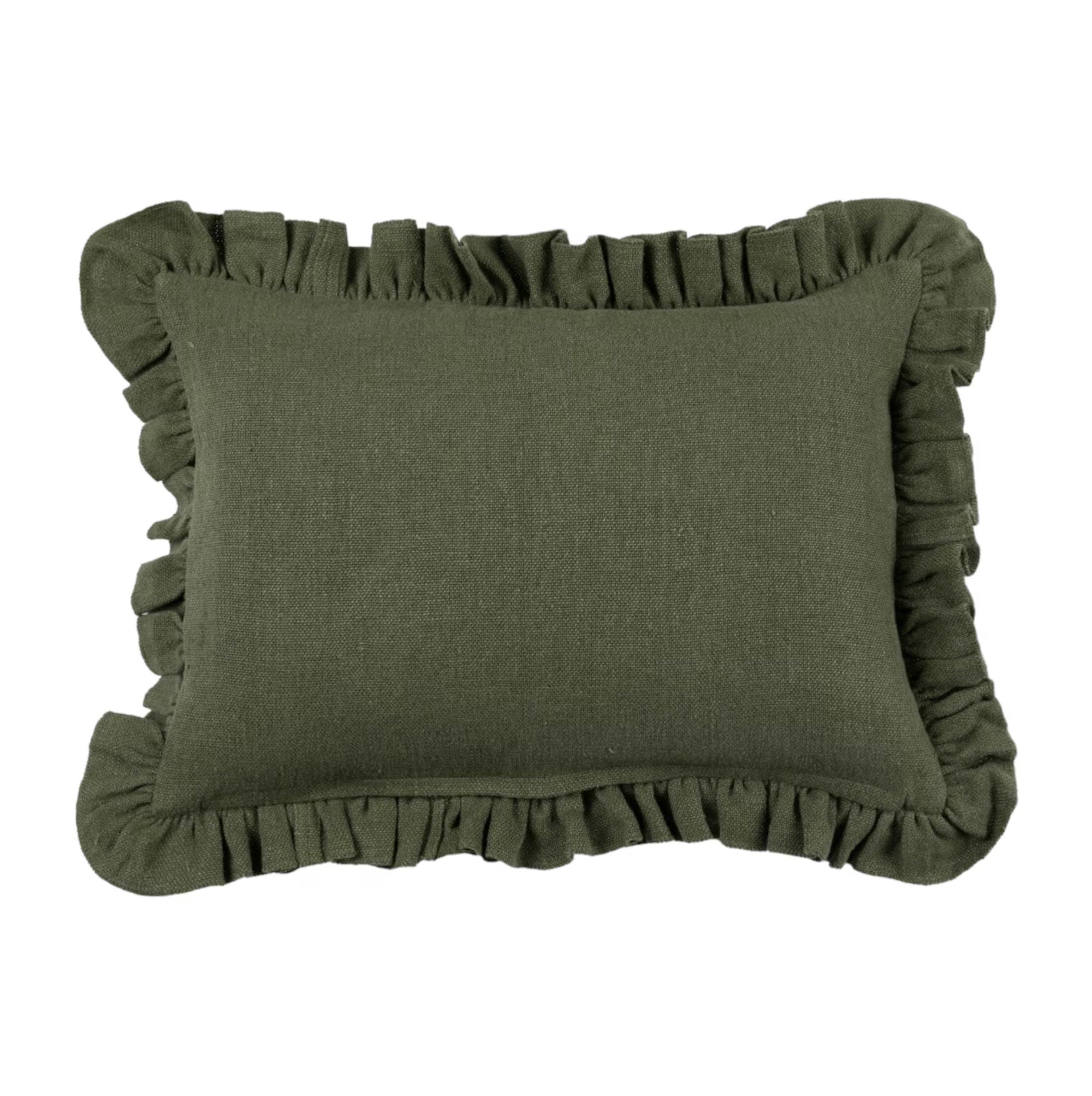 READY TO SHIP Designer Anika Solid Linen Pillow Cover in Olive Green - Perfect for Sofa, Bed & Home Decor