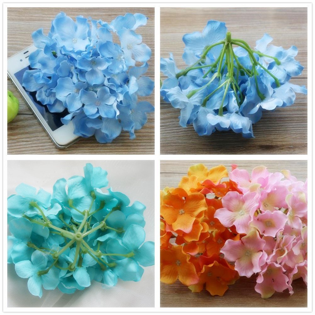 12 Pack Red Silk Hydrangea Artificial Flower Heads - Realistic Fake Flowers for Wedding Bouquets, Home Decor, and Floral Arrangements