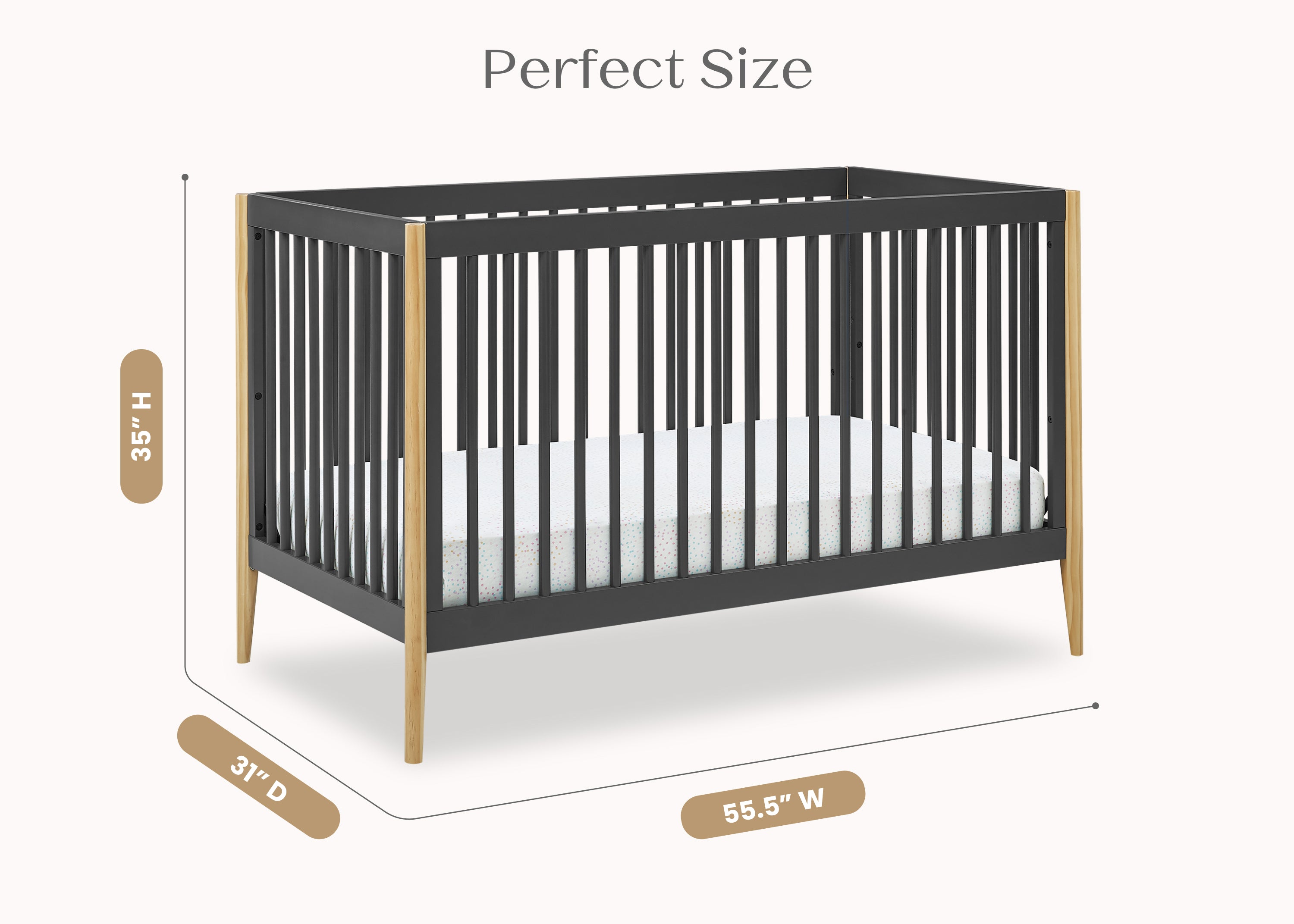 Casey 6-in-1 Convertible Baby Crib - Toddler Bed, Daybed & Full-Size Bed - Safe Nursery Furniture for Newborn to Adult - Perfect for Nursery, Bedroom & Guest Room