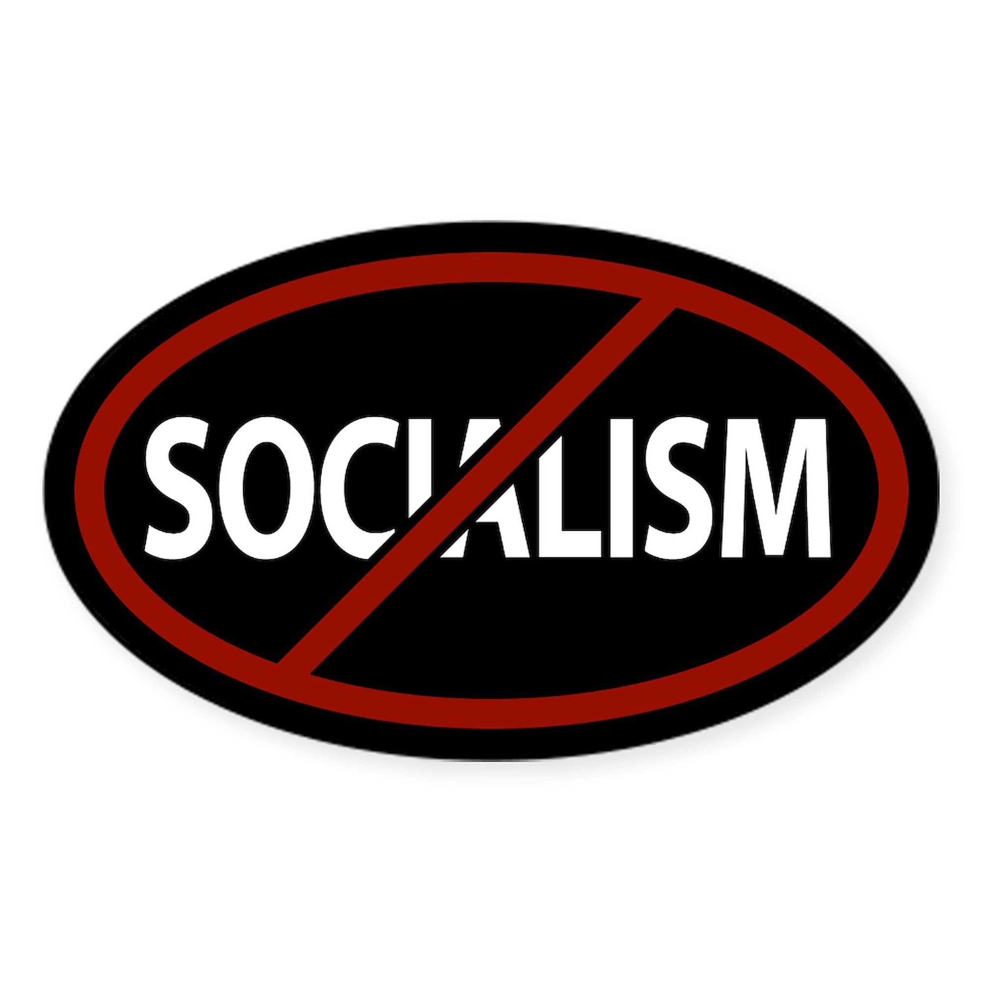 No Socialism Oval Sticker - Durable Car Bumper Decal for Vehicles