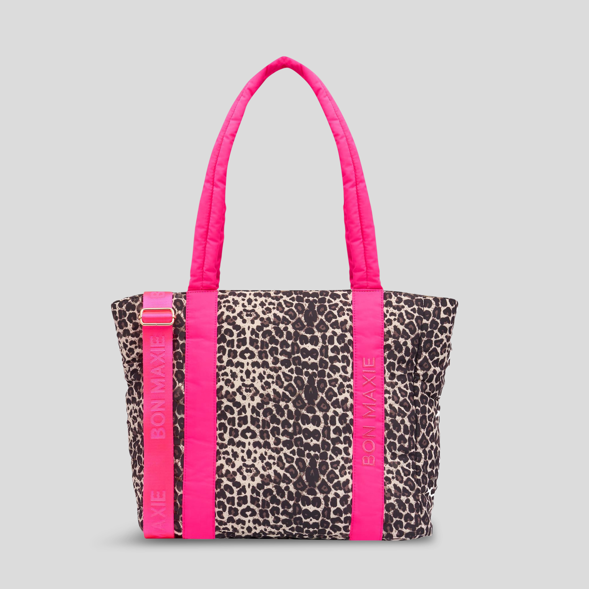 Stylish Everyday Tote Bag - Neon Pink & Leopard Print Fashionable Carryall | Perfect for Work, Shopping & Beach Outings