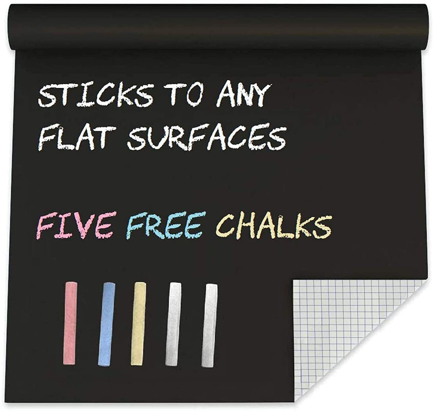 Self-Adhesive Chalkboard Contact Paper - Blackboard Vinyl Wallpaper, Removable Chalk Wall Decal with Marker Chalk (17.7