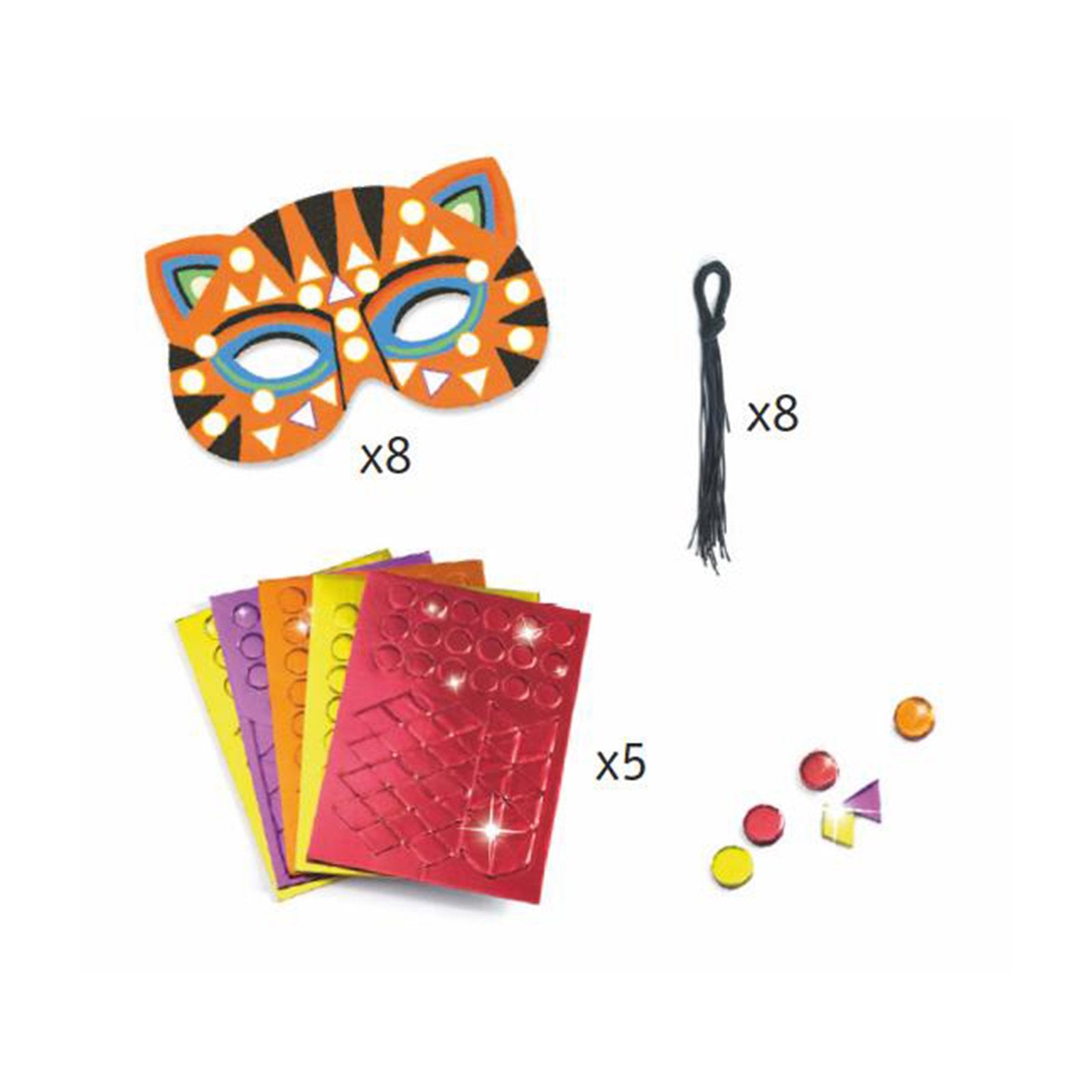 DIY Animal Jungle Masks Craft Kit for Kids - Creative Costume Party, Halloween & Role Play Fun - Djeco Arts & Crafts Set for Children's Activities
