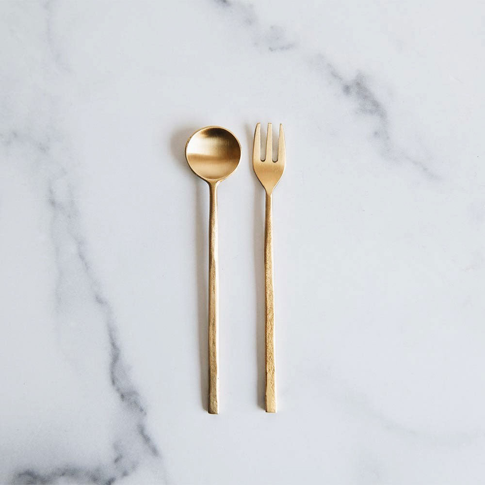Premium Forged Brass Dessert Set - Elegant Serving Platter & Utensils for Afternoon Tea, Dinner Parties & Special Occasions