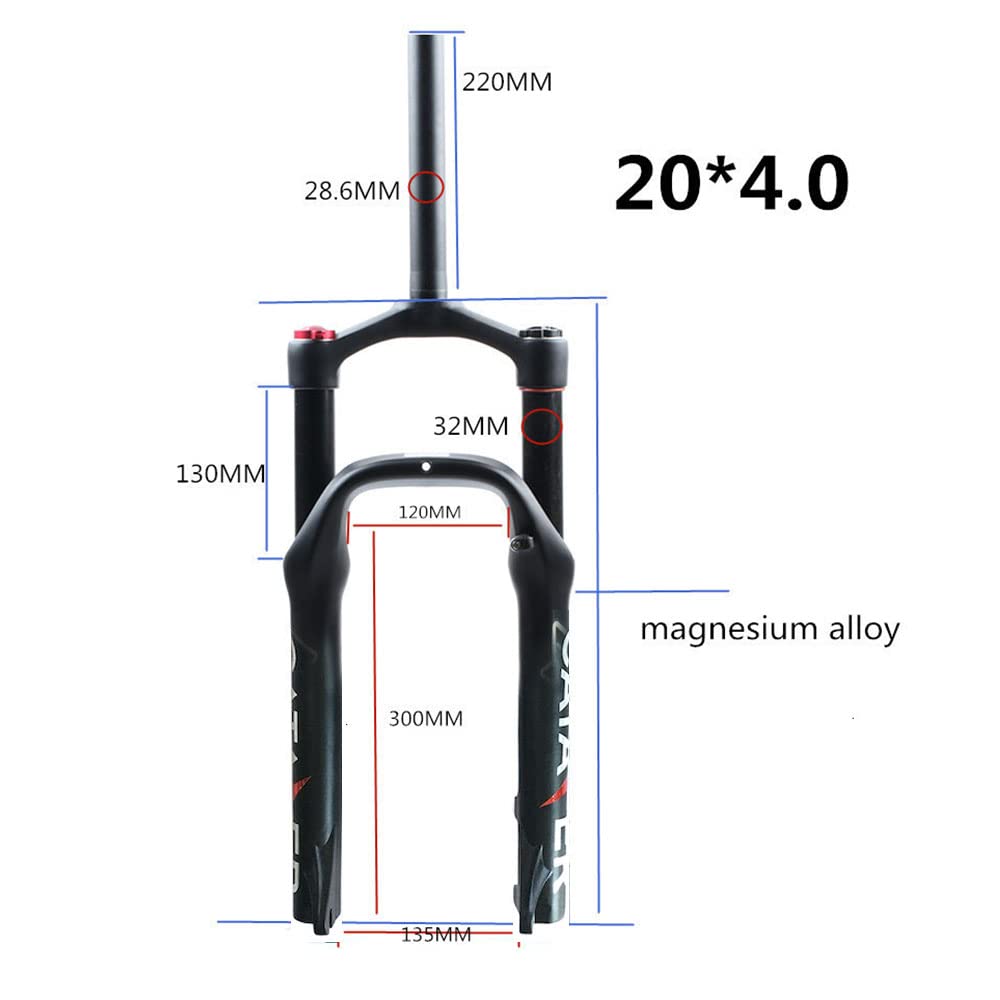 20 Inch Snow Bike Air Fork - 135mm Suspension Fork for Beach & Snow Bikes with 4.0