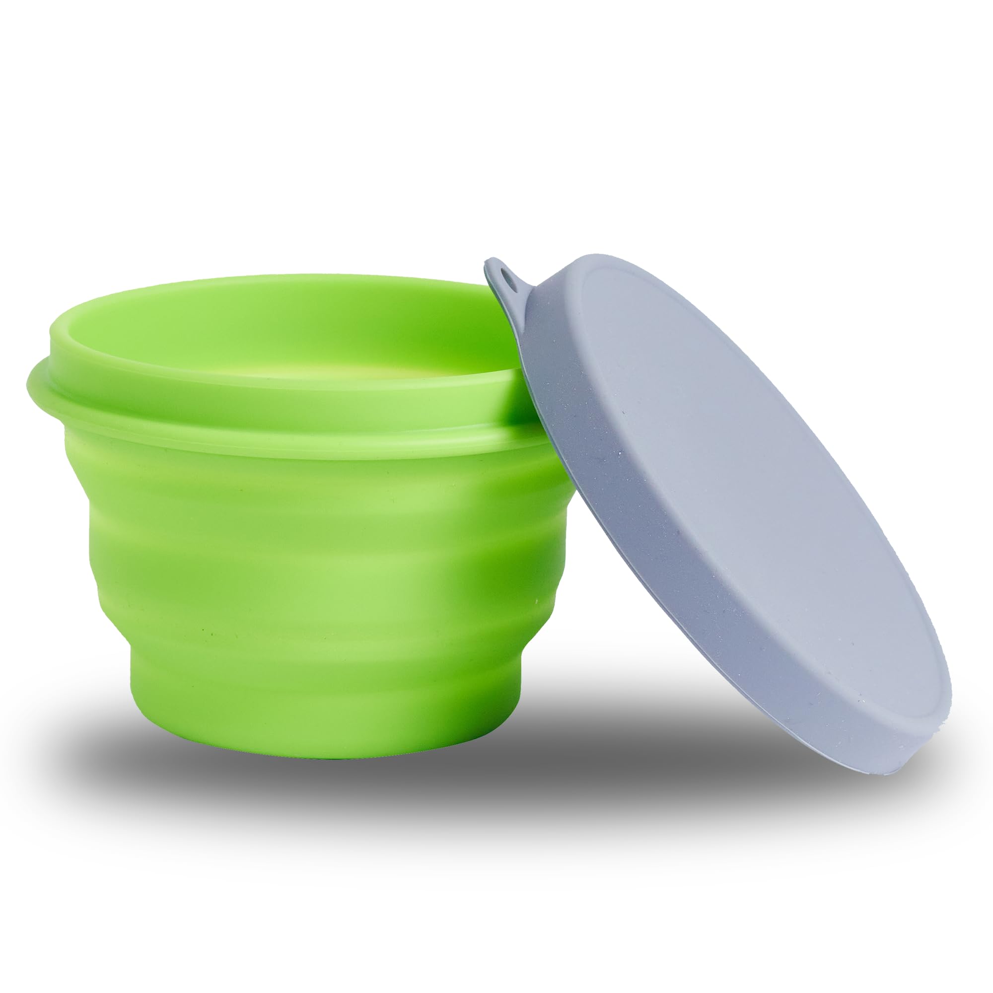 Collapsible Silicone Mixing Bowl - BPA-Free, Microwave & Dishwasher Safe, Non-Stick & Easy Clean Foldable Food Storage Container for Travel, Camping, Hiking - Perfect for Meal Prep, Picnics & Outdoor Cooking - 300ml, Green