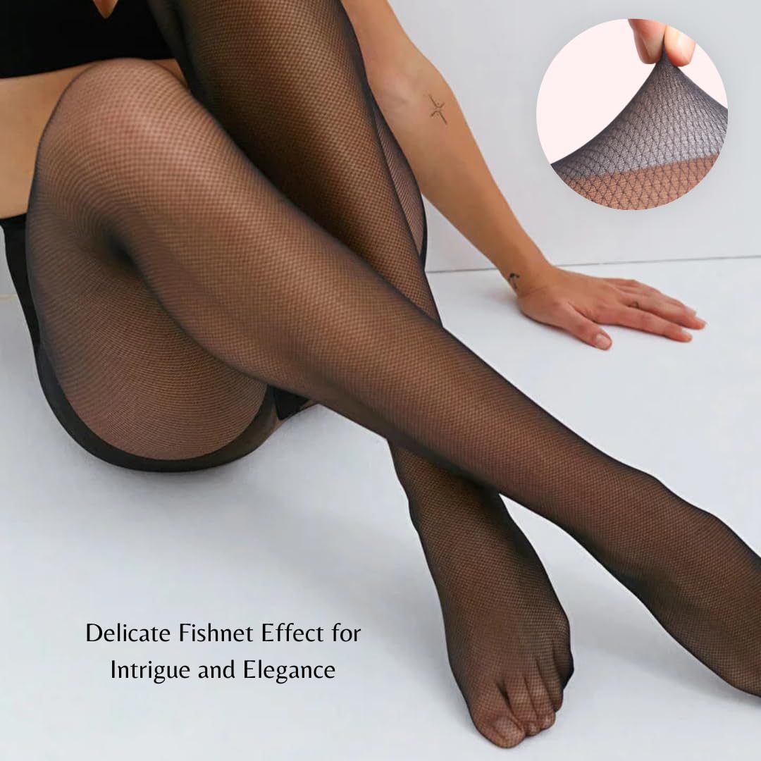 PENTI Women's Tulle Pantyhose - 15 Denier Sheer Tights with Fishnet Design | Comfortable & Durable Black Nylon Stockings | Perfect for Parties, Date Nights & Formal Occasions