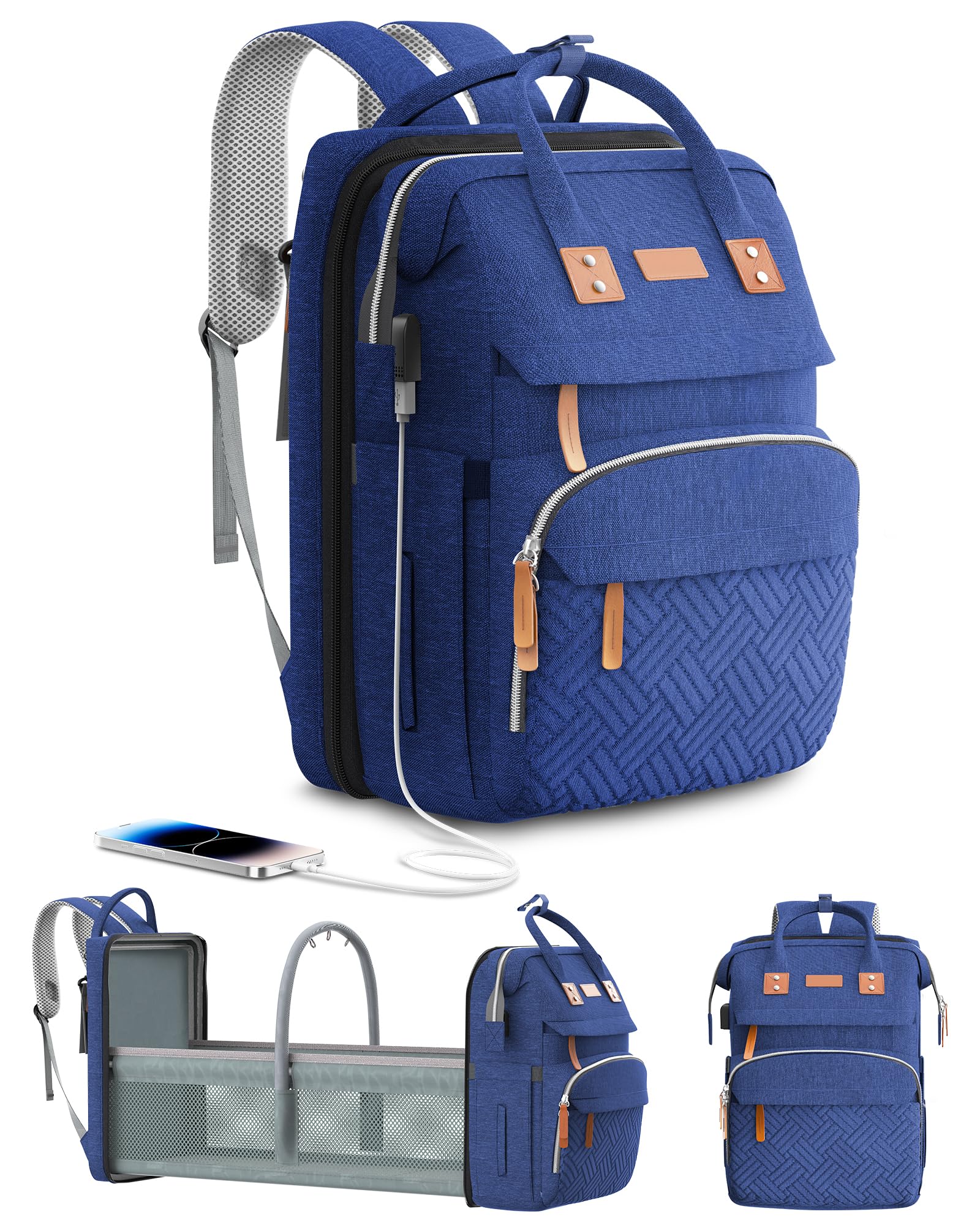 ISMGN Large Diaper Bag Backpack - Multifunctional Baby Diaper Bag with Insulated Pockets, Stroller Straps & Changing Pad - Perfect for Travel, Daycare & On-the-Go Parents