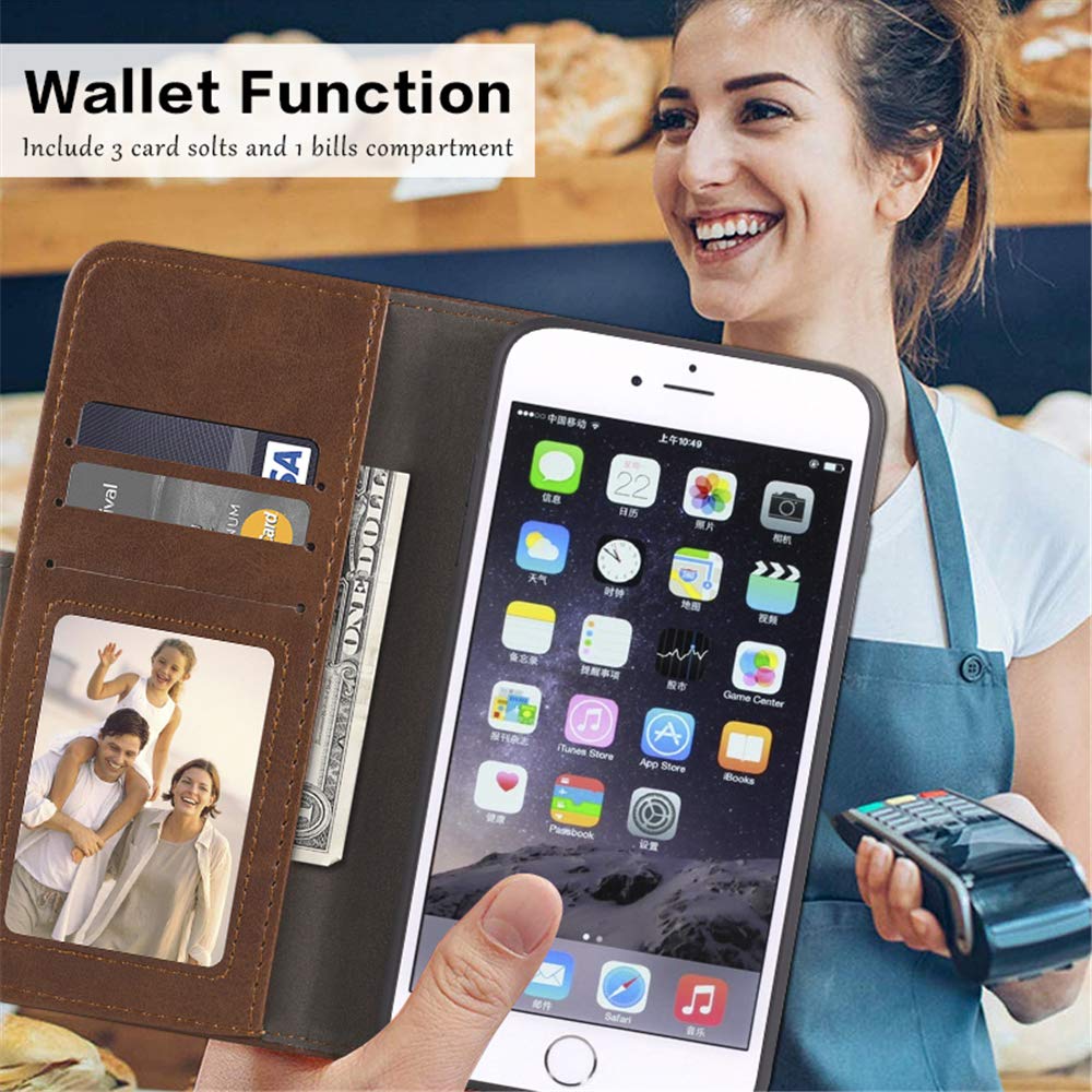 Premium Leather Wallet Case for HTC U11+ with Card Slots & Magnetic Closure - Soft TPU Back Cover & Flip Design for HTC U11 Plus (Brown) - Perfect for Business, Travel & Everyday Protection