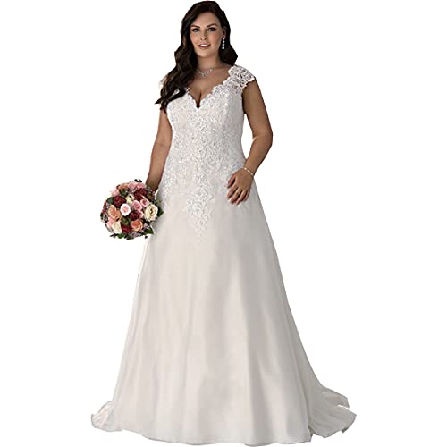 2022 Yitiantian Plus Size A-Line Sleeveless Applique Wedding Dresses for Bride - Elegant Beach Bridal Gowns for Outdoor Ceremonies & Destination Weddings